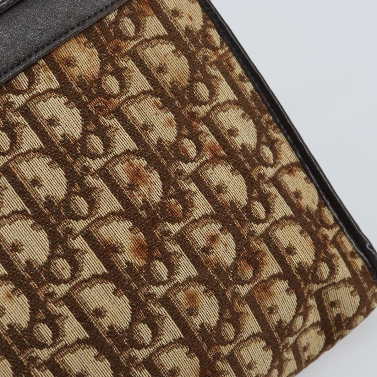 Christian Dior Trotter Canvas Shoulder Bag Beige Gold Auth 158032