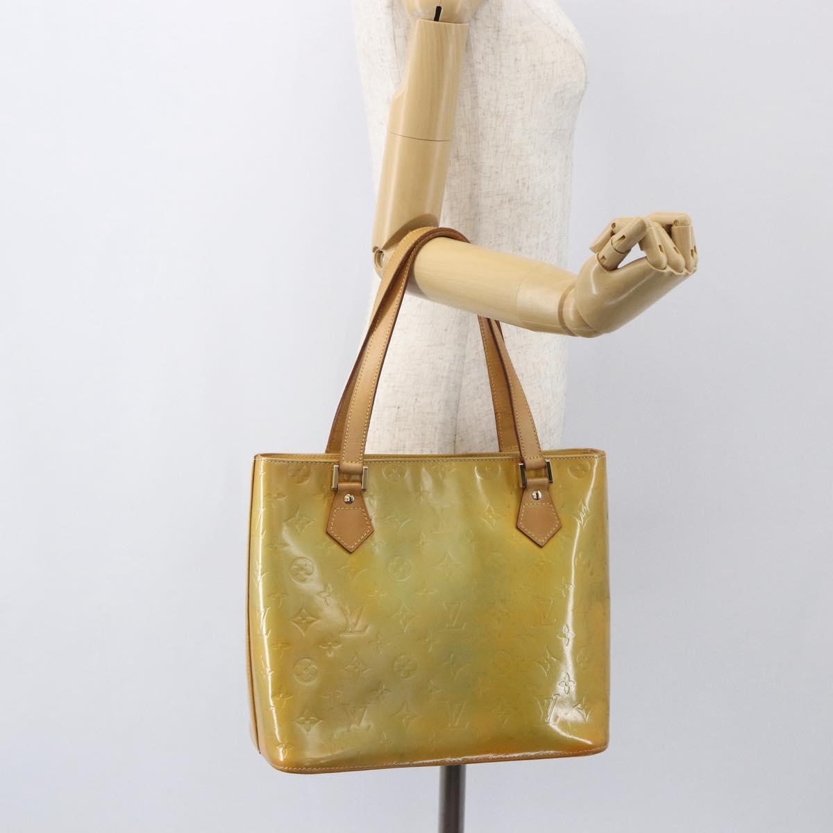 LOUIS VUITTON Monogram Vernis Houston Hand Bag Beige M91004 LV Auth 158036