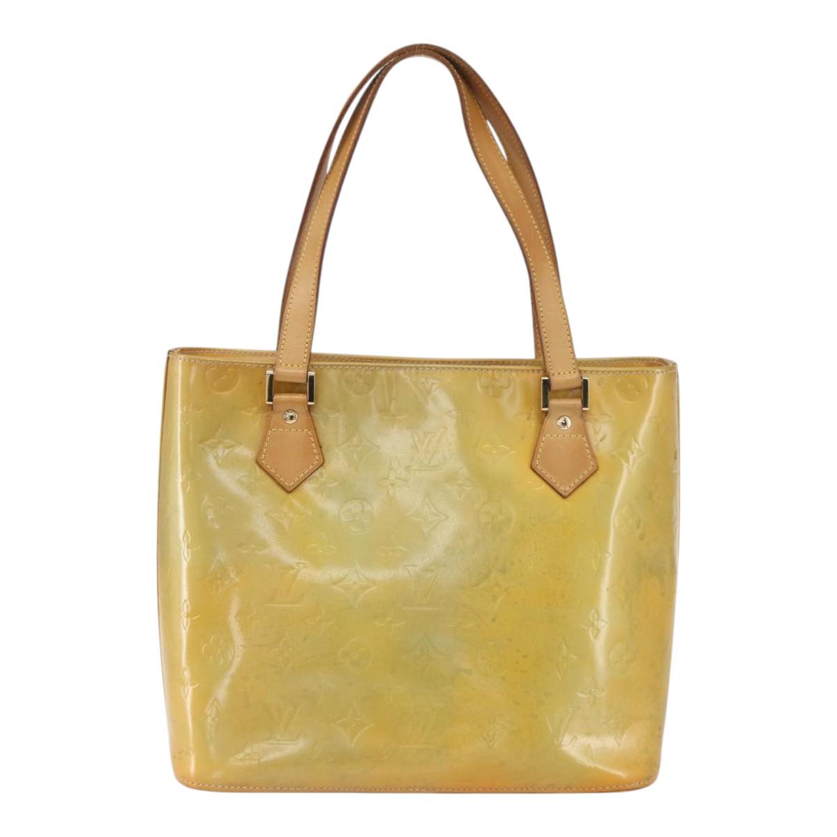 LOUIS VUITTON Monogram Vernis Houston Hand Bag Beige M91004 LV Auth 158036