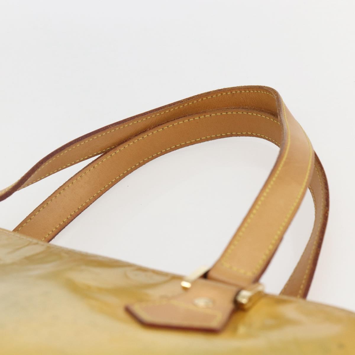 LOUIS VUITTON Monogram Vernis Houston Hand Bag Beige M91004 LV Auth 158036