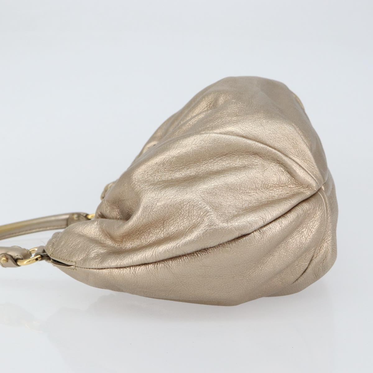 Salvatore Ferragamo Vala Hand Bag Leather Gold Auth 158040