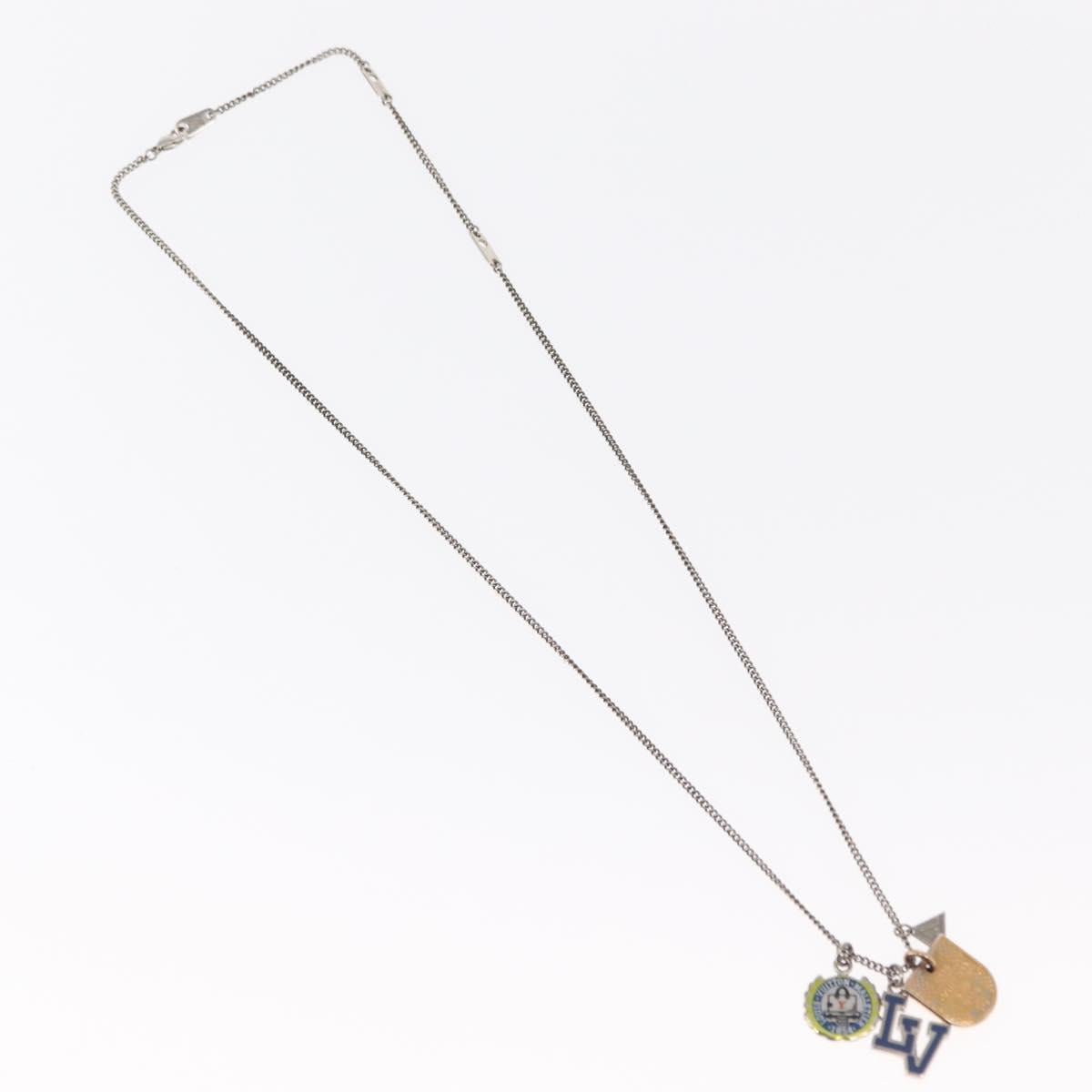 LOUIS VUITTON Collier Charms LV League LV Printed Initials Silver LV Auth 158055
