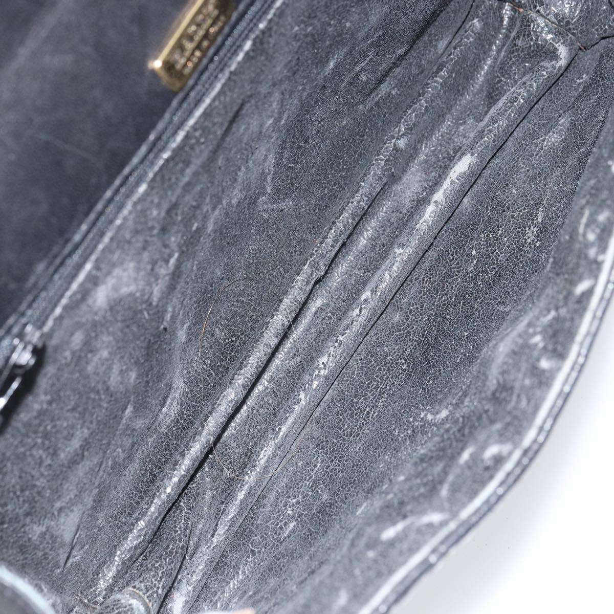 BALLY Hand Bag Leather Black Gold Auth 158057