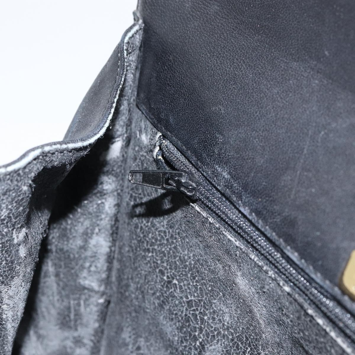 BALLY Hand Bag Leather Black Gold Auth 158057