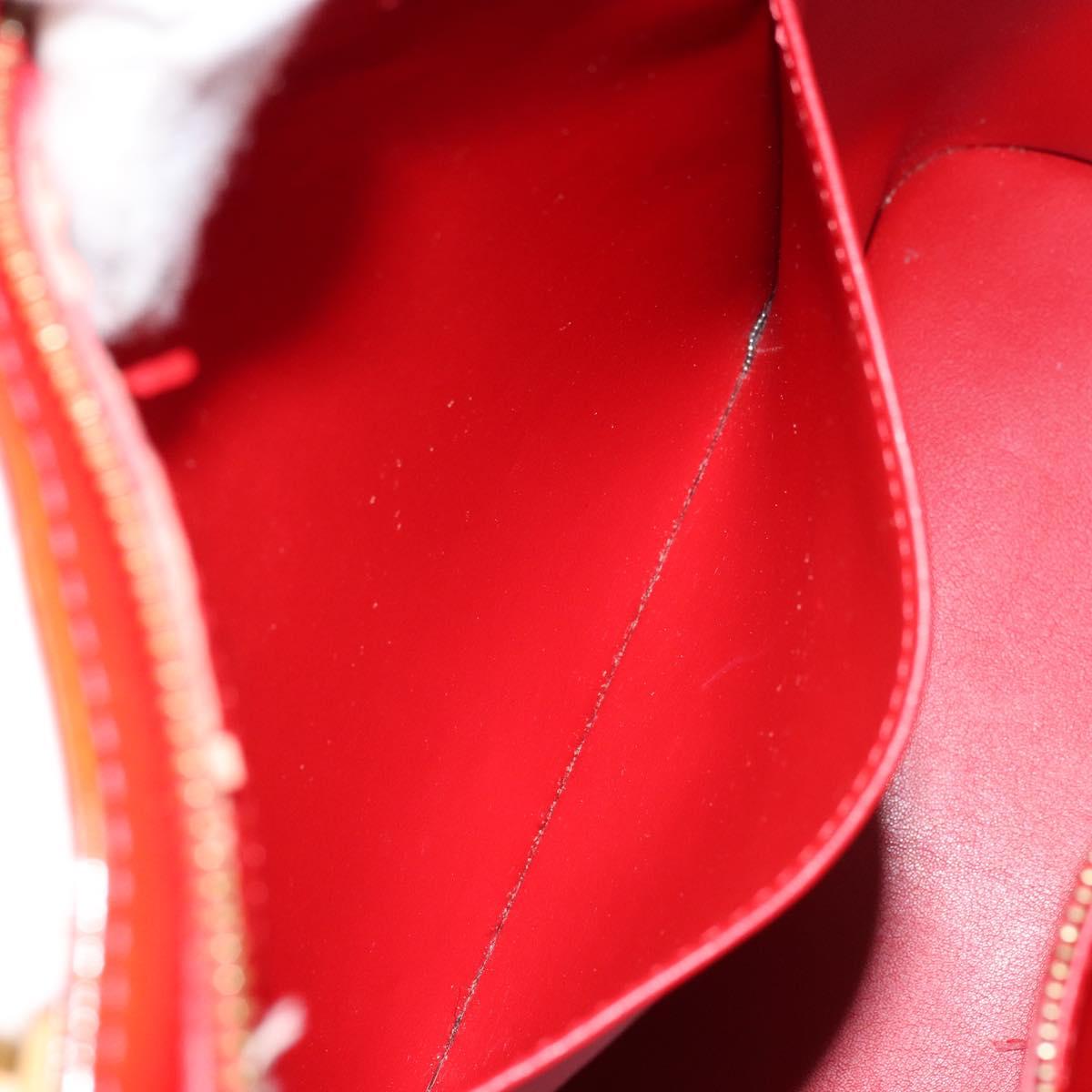 LOUIS VUITTON Monogram Vernis Houston Hand Bag Rouge M91092 LV Auth 158071