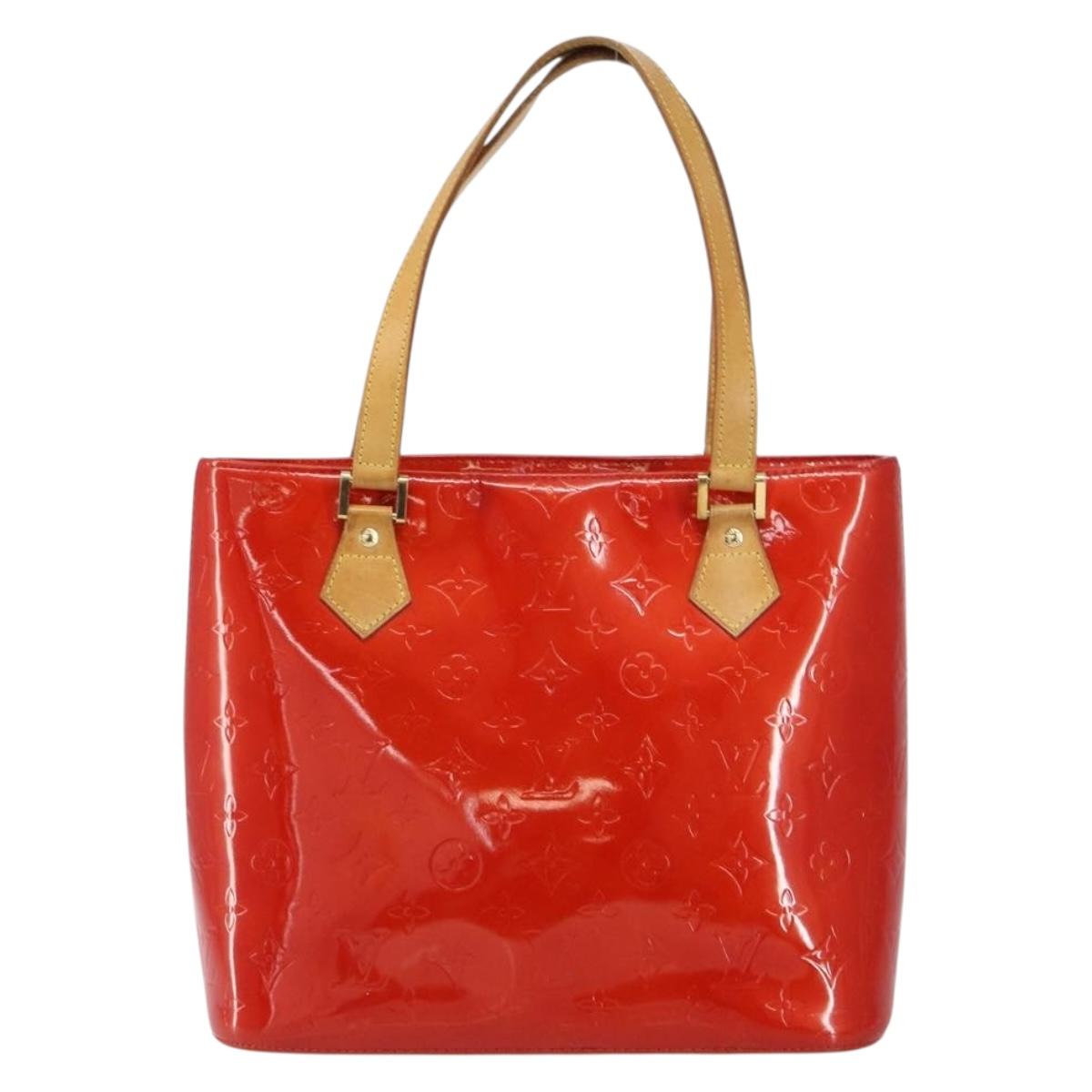LOUIS VUITTON Monogram Vernis Houston Hand Bag Rouge M91092 LV Auth 158071