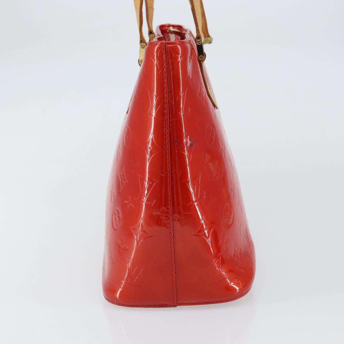 LOUIS VUITTON Monogram Vernis Houston Hand Bag Rouge M91092 LV Auth 158071