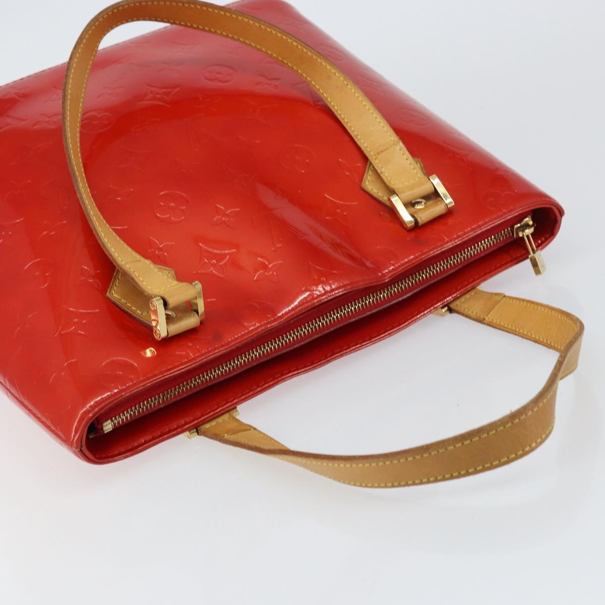 LOUIS VUITTON Monogram Vernis Houston Hand Bag Rouge M91092 LV Auth 158071