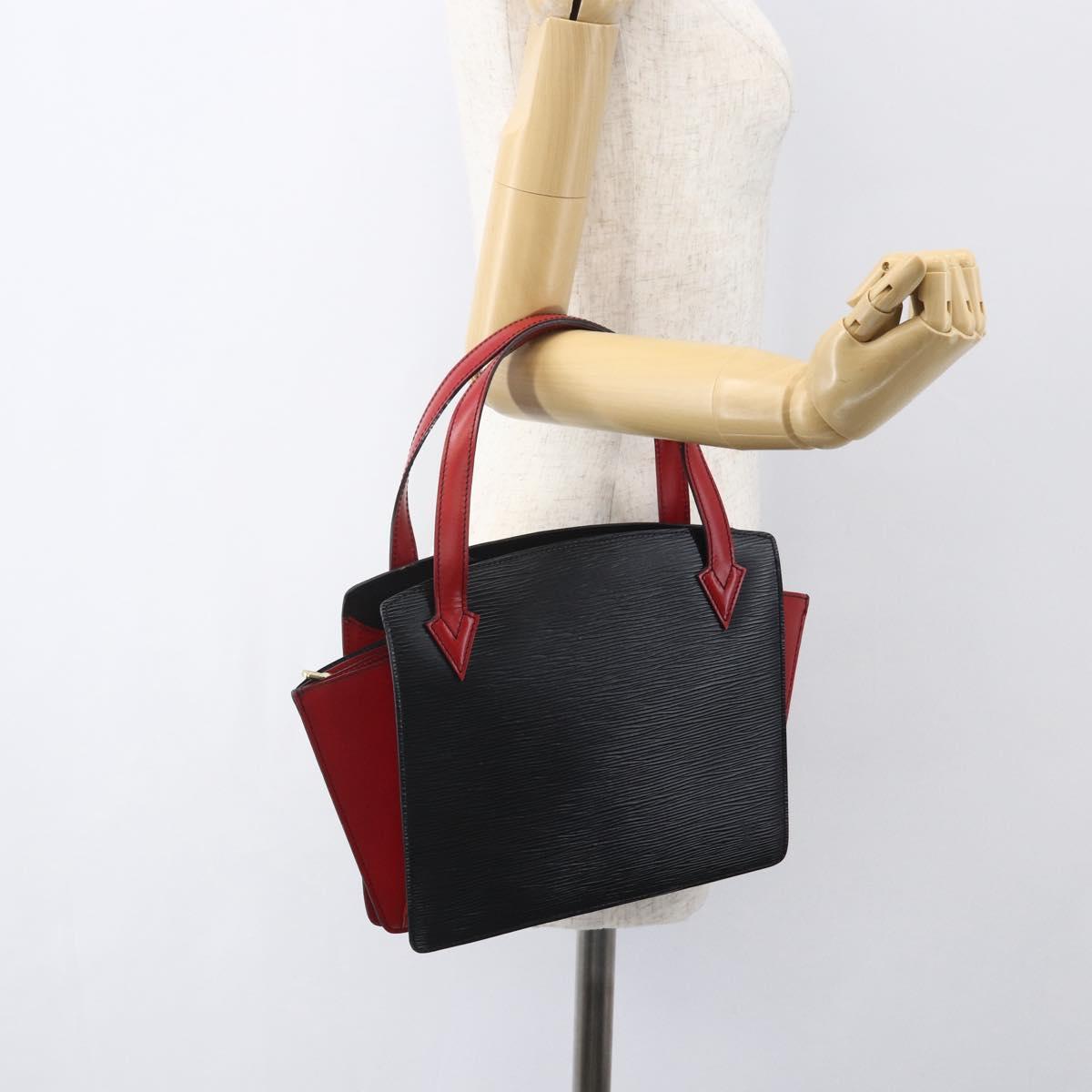 LOUIS VUITTON Epi Bicolor Varenne Hand Bag Black Red M52387 LV Auth 158074