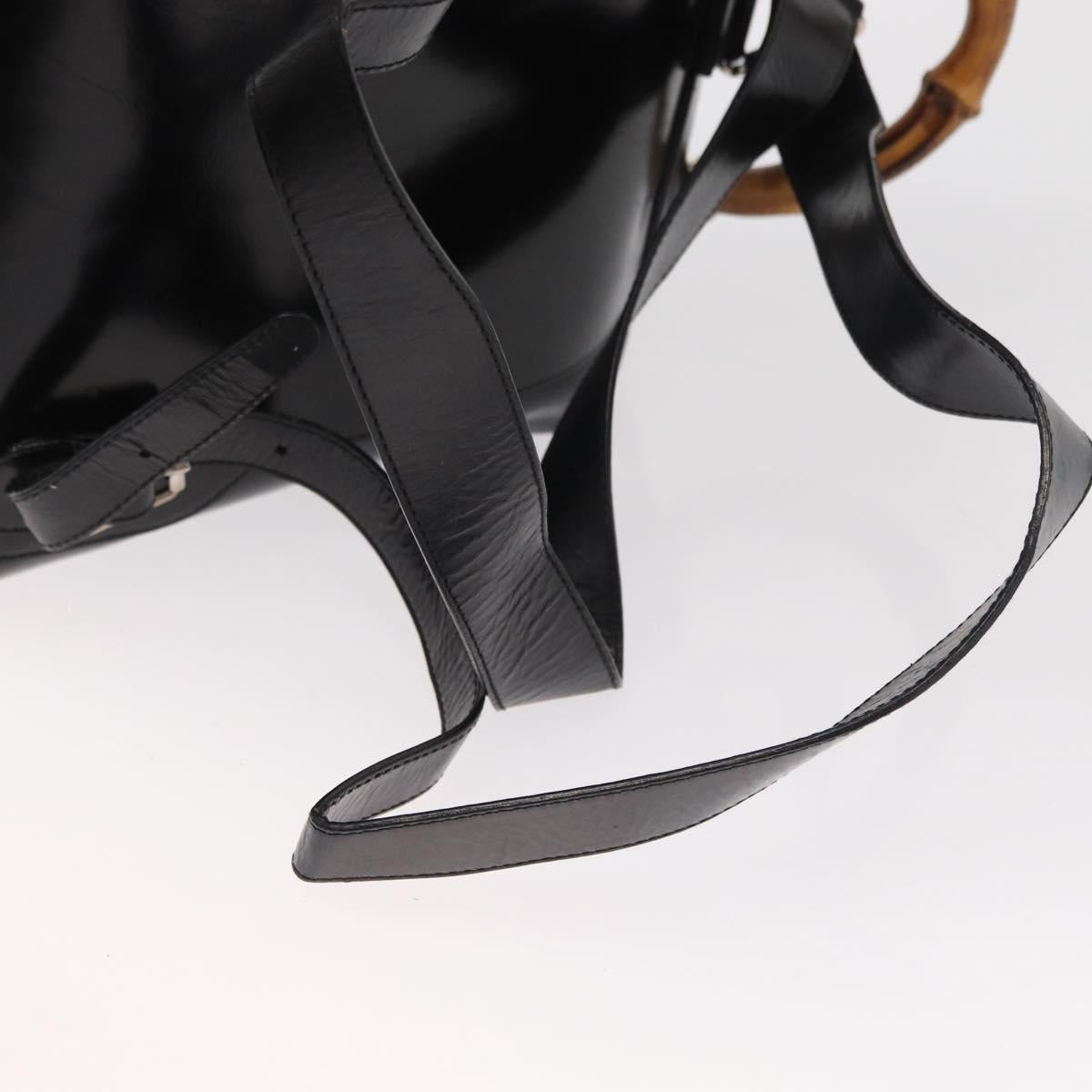 GUCCI Bamboo Backpack Enamel Black Silver 003 2058 0016 Auth 158076