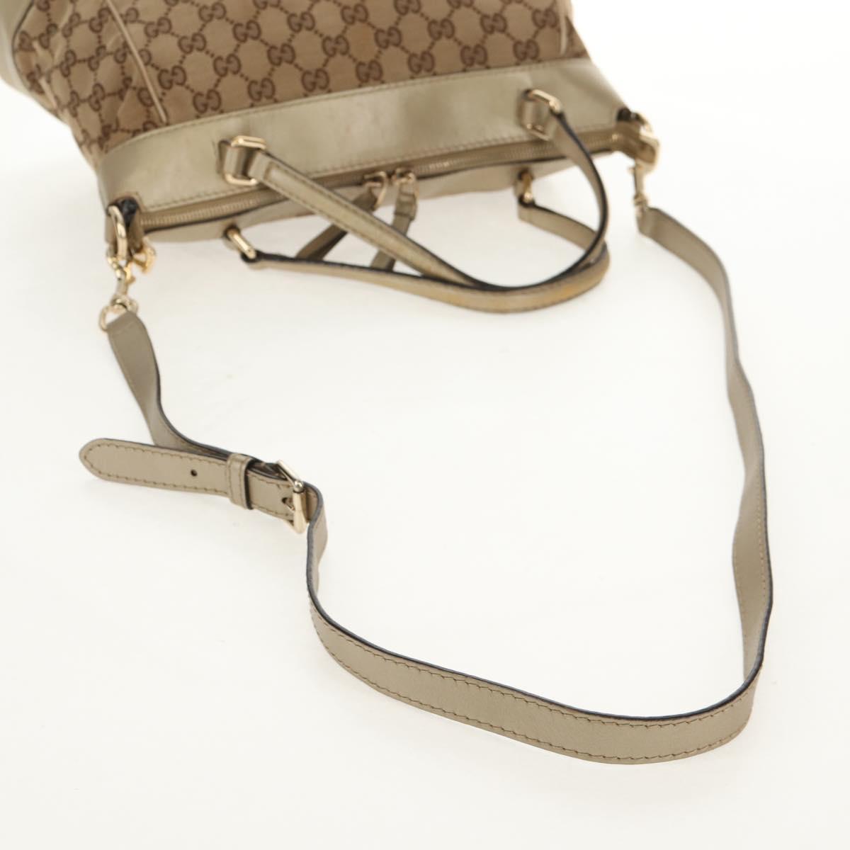GUCCI GG Canvas Hand Bag 2way Beige Gold 269894 Auth 158077