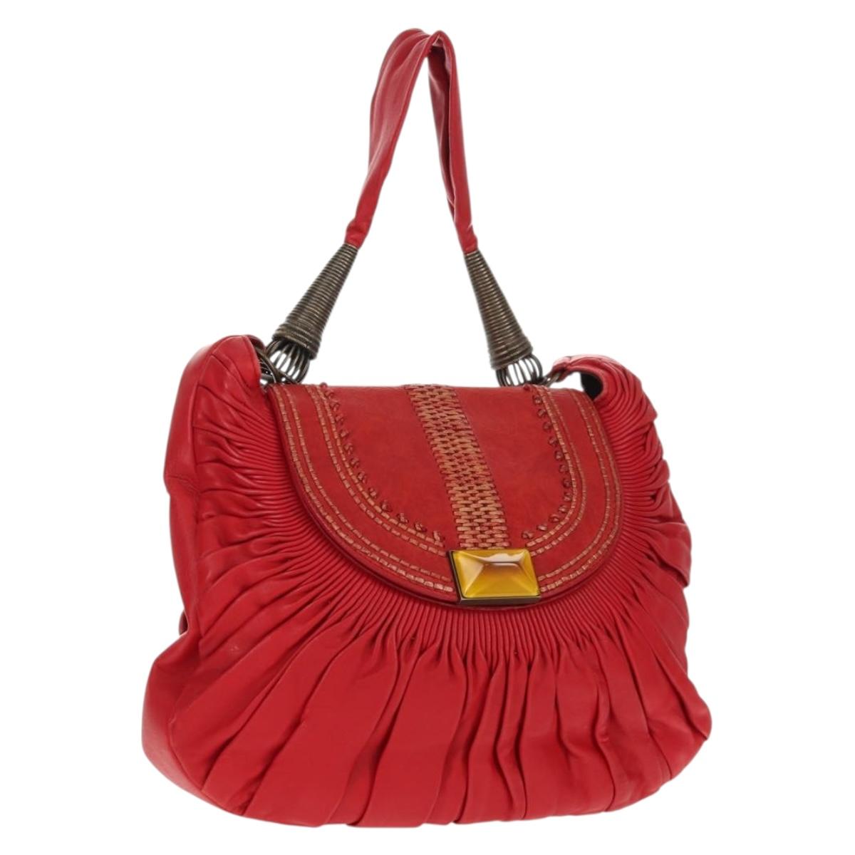 Christian Dior Shoulder Bag Leather Red Auth 158079V