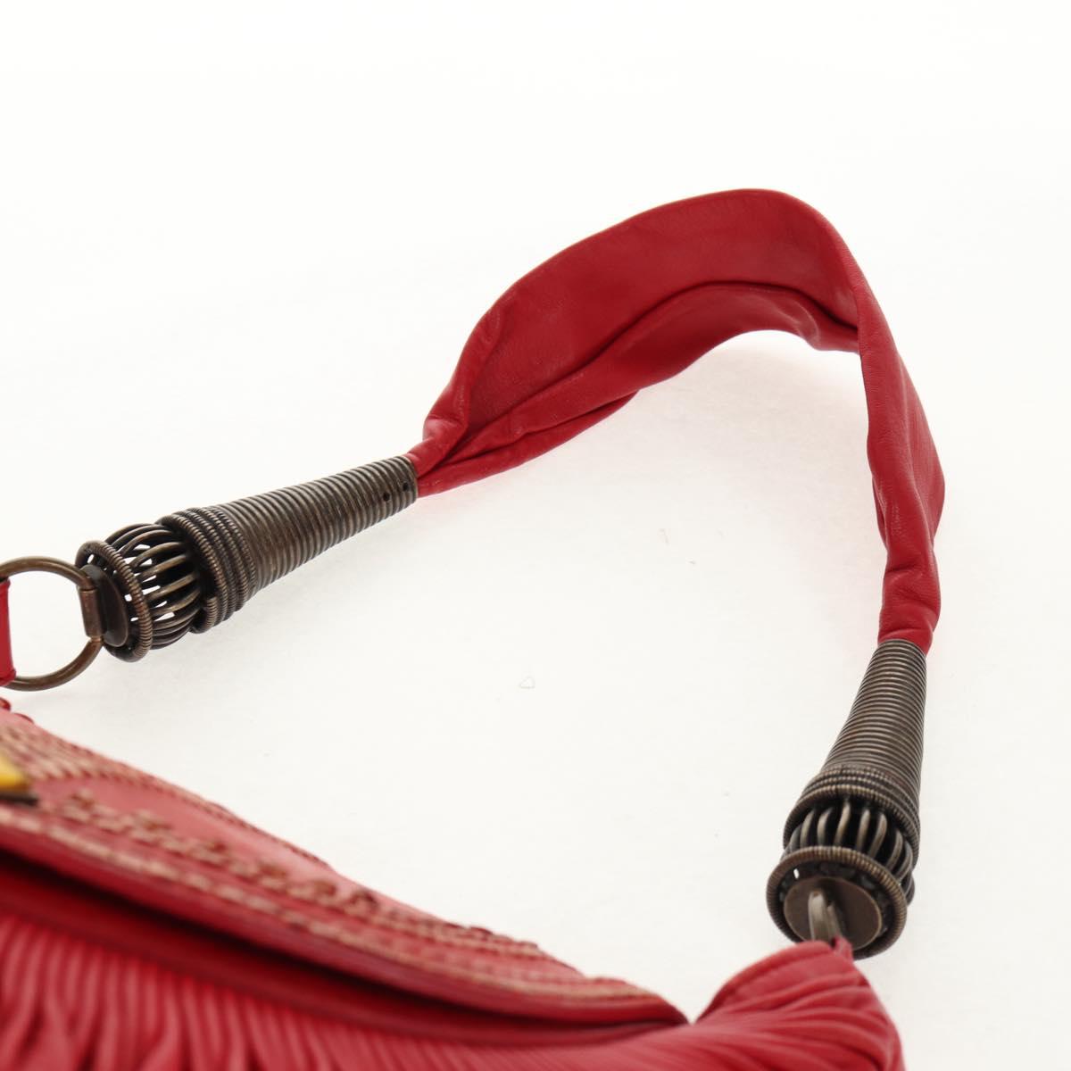 Christian Dior Shoulder Bag Leather Red Auth 158079V