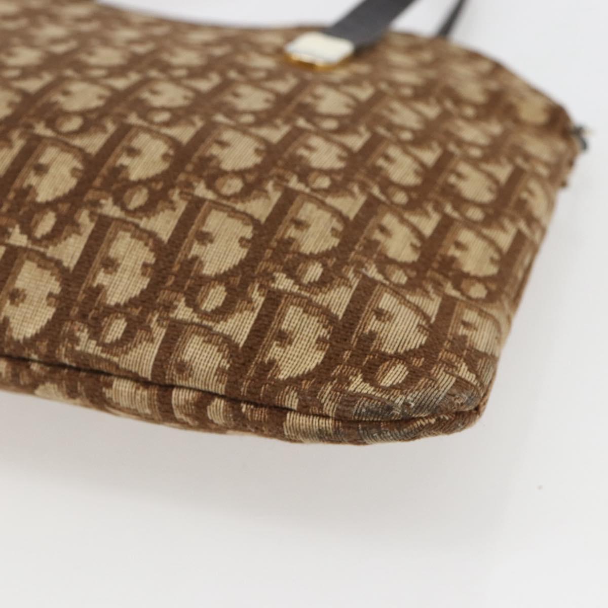 Christian Dior Trotter Canvas Tote Bag Beige Gold Auth 158084
