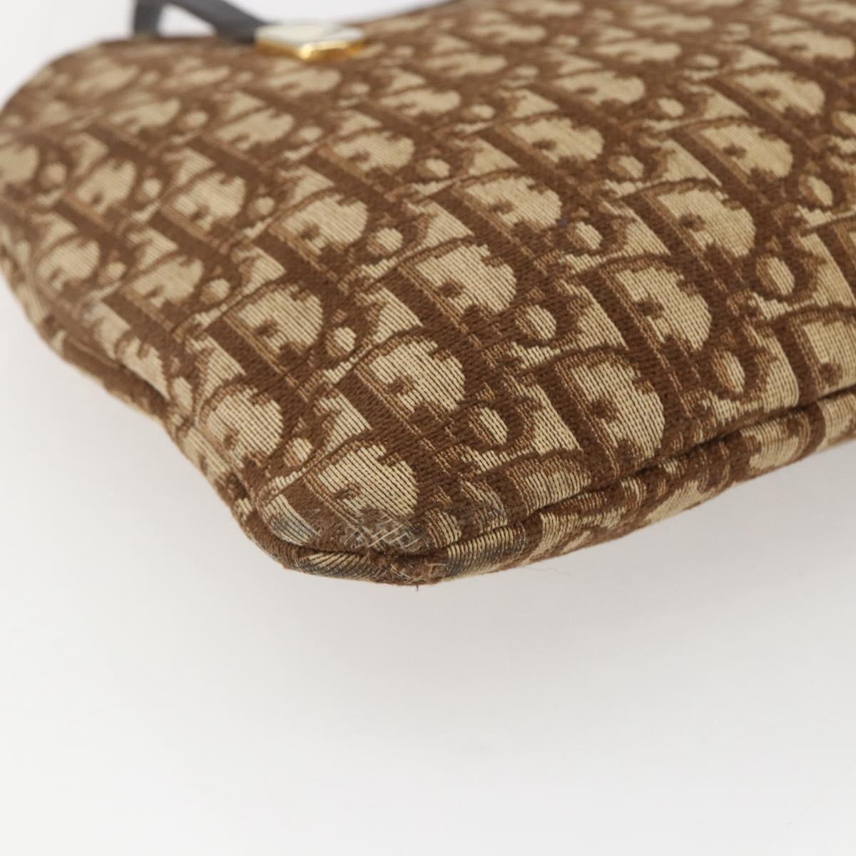 Christian Dior Trotter Canvas Tote Bag Beige Gold Auth 158084