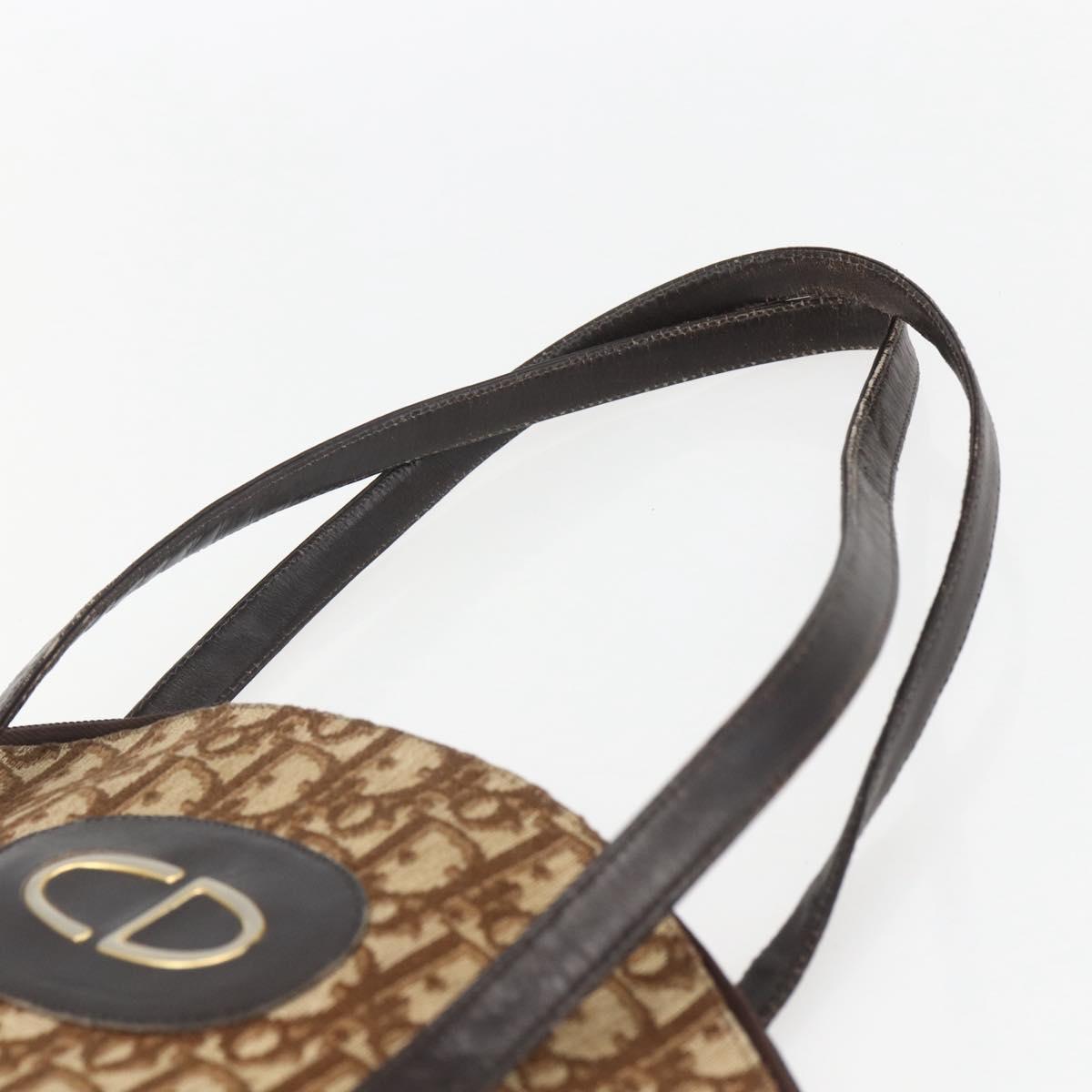 Christian Dior Trotter Canvas Tote Bag Beige Gold Auth 158084