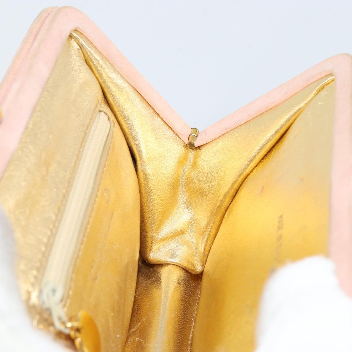 CHANEL Matelasse Chain Hand Bag Suede Pink Gold CC Auth 158088