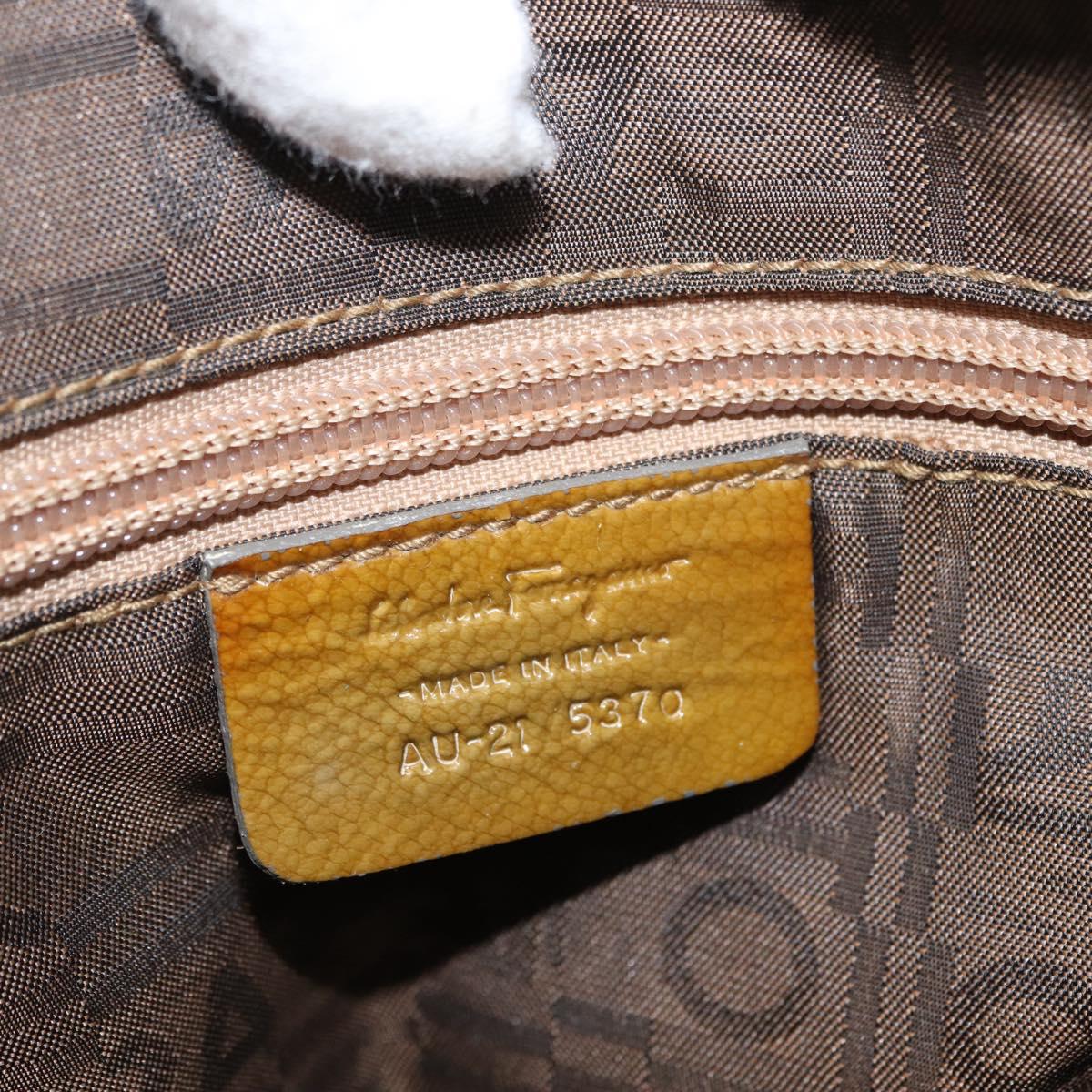 Salvatore Ferragamo Gancini Hand Bag Suede Green Silver Auth 158089