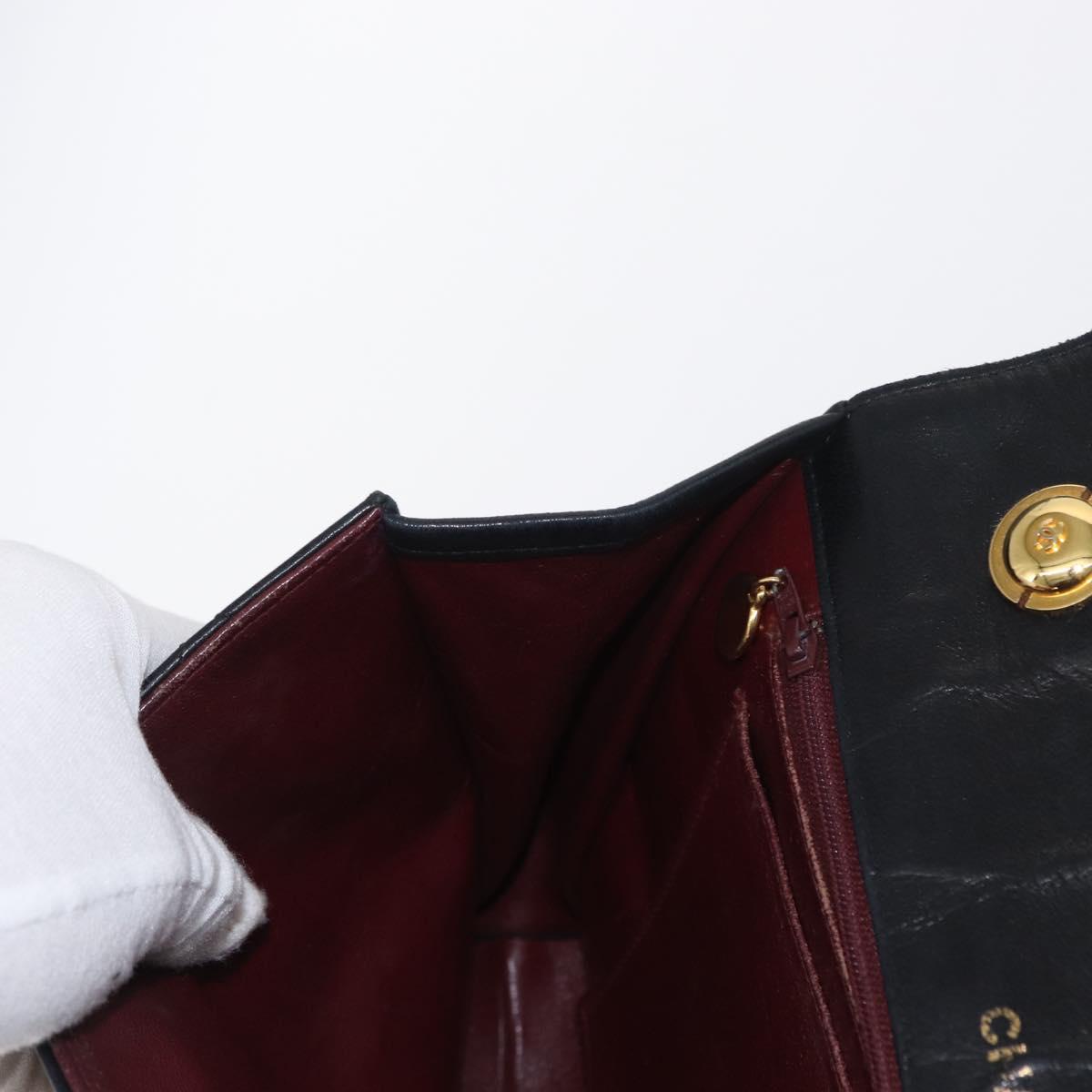 CHANEL Matelasse Hand Bag Lamb Skin Black Gold CC Auth 158090