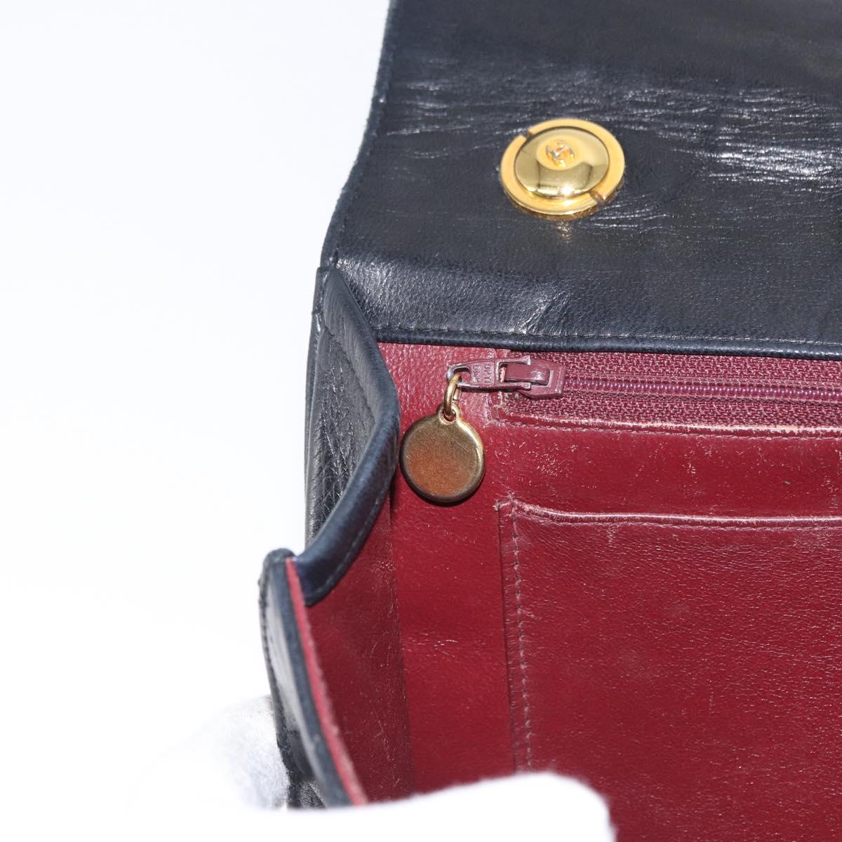 CHANEL Matelasse Hand Bag Lamb Skin Black Gold CC Auth 158090