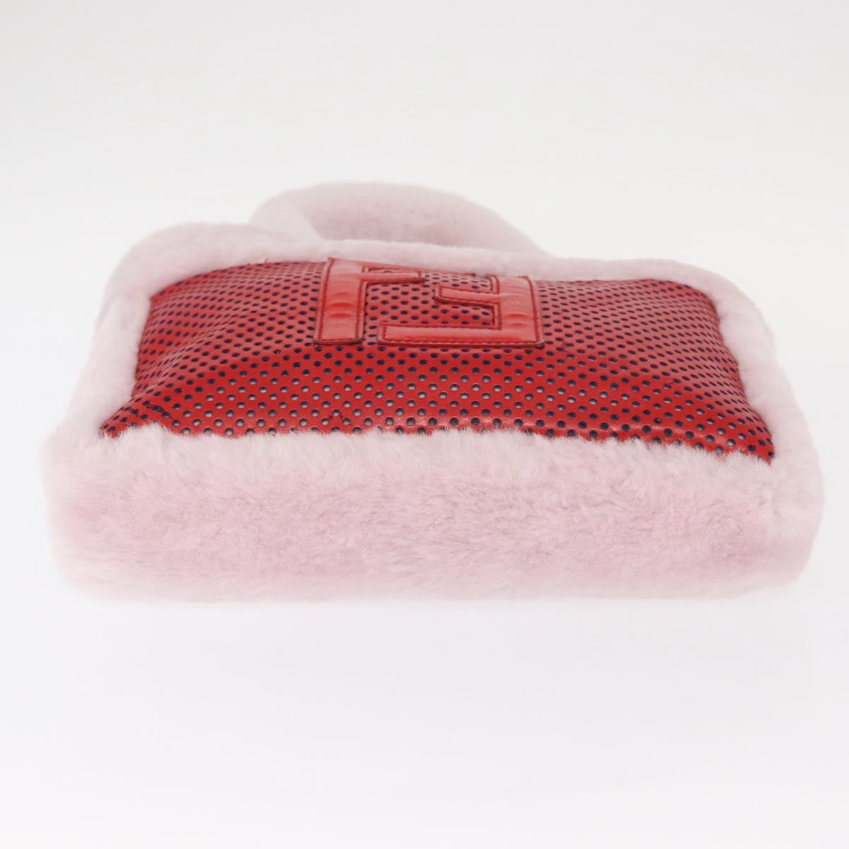 FENDI Hand Bag Mouton Pink Red Auth 158091
