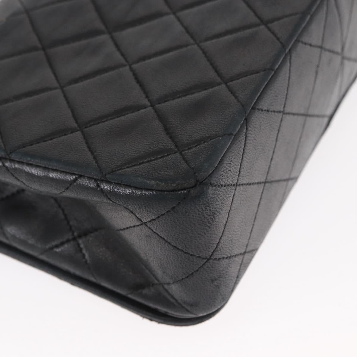 CHANEL Matelasse Chain Shoulder Bag Lamb Skin Black Gold CC Auth 158097SAV