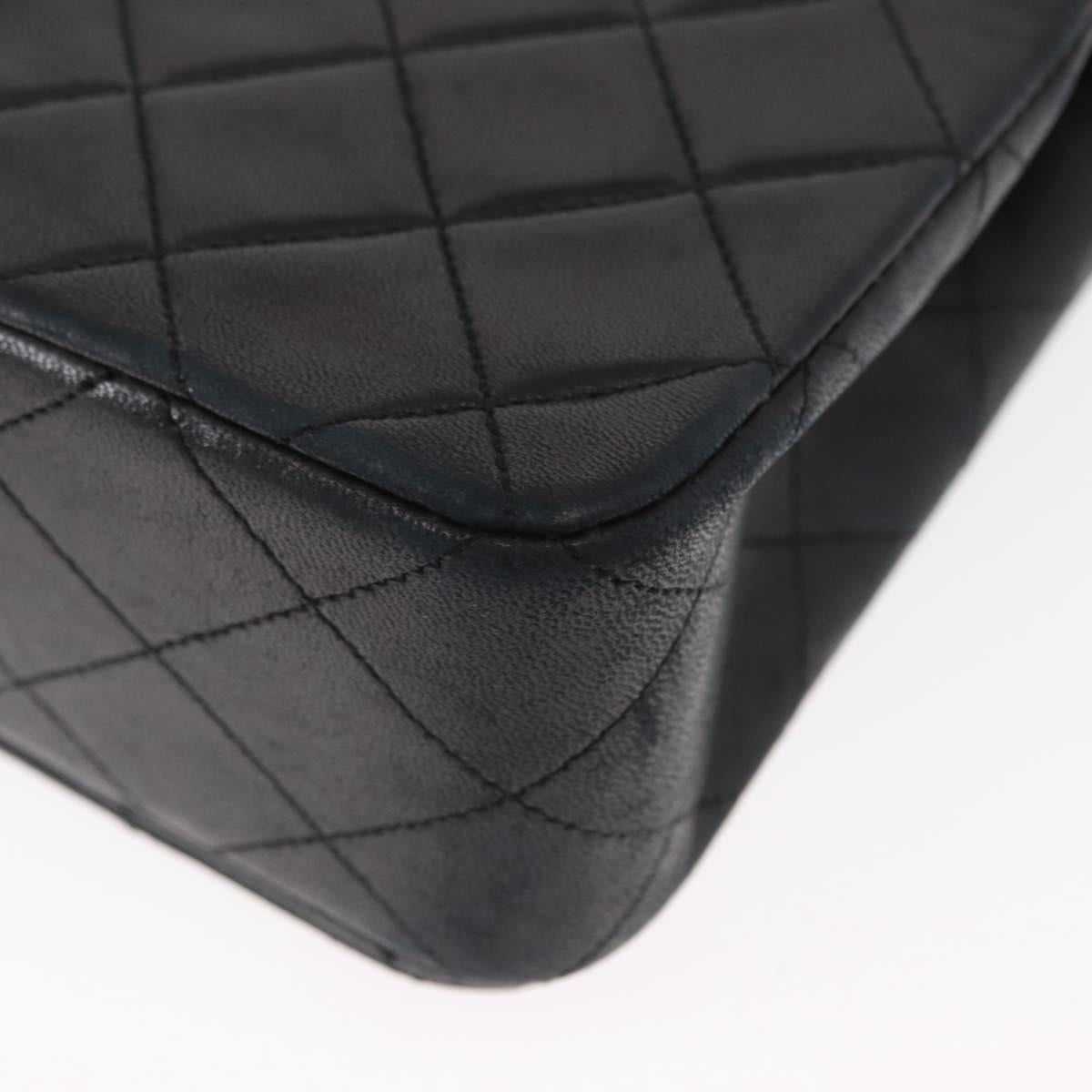 CHANEL Matelasse Chain Shoulder Bag Lamb Skin Black Gold CC Auth 158097SAV