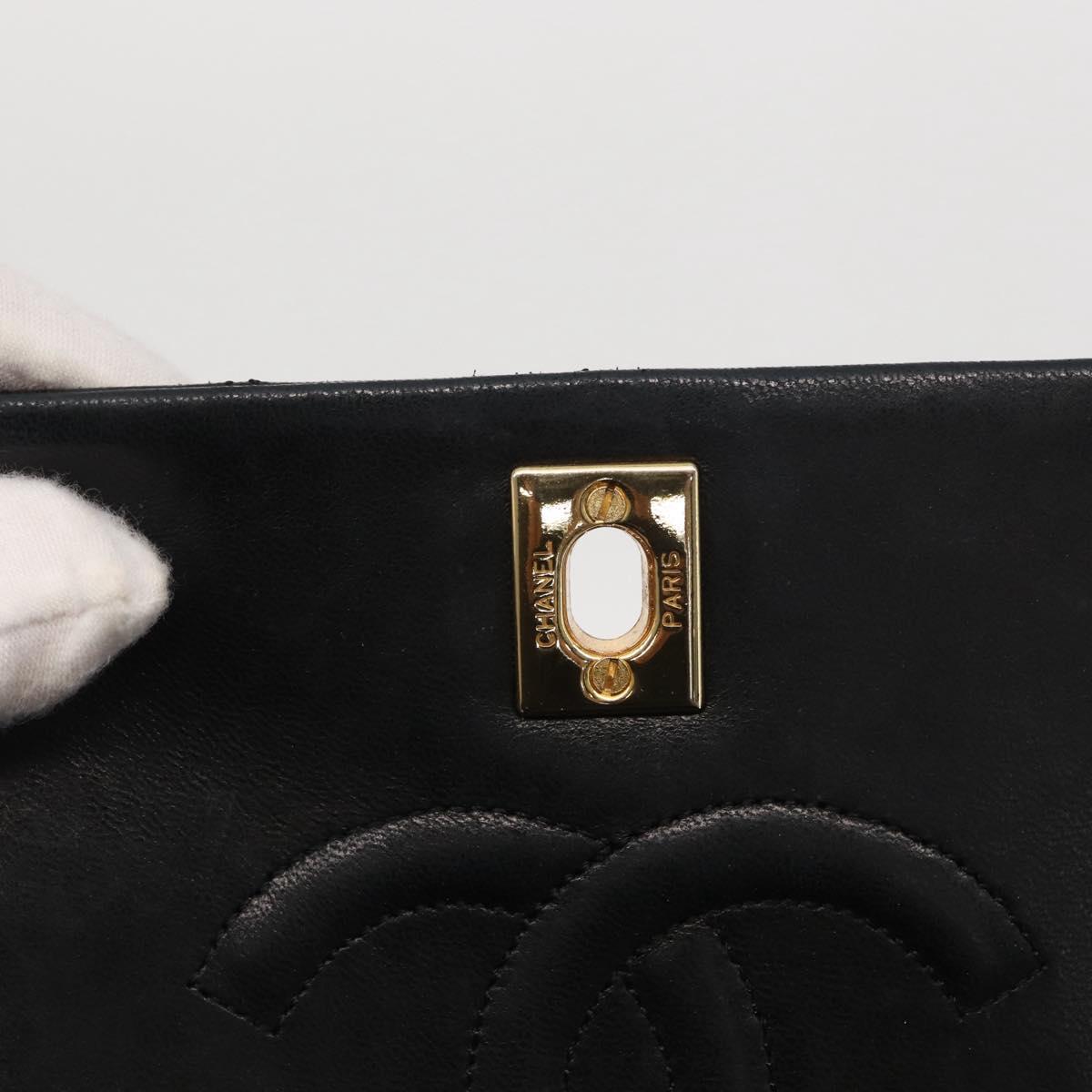 CHANEL Matelasse Chain Shoulder Bag Lamb Skin Black Gold CC Auth 158097SAV