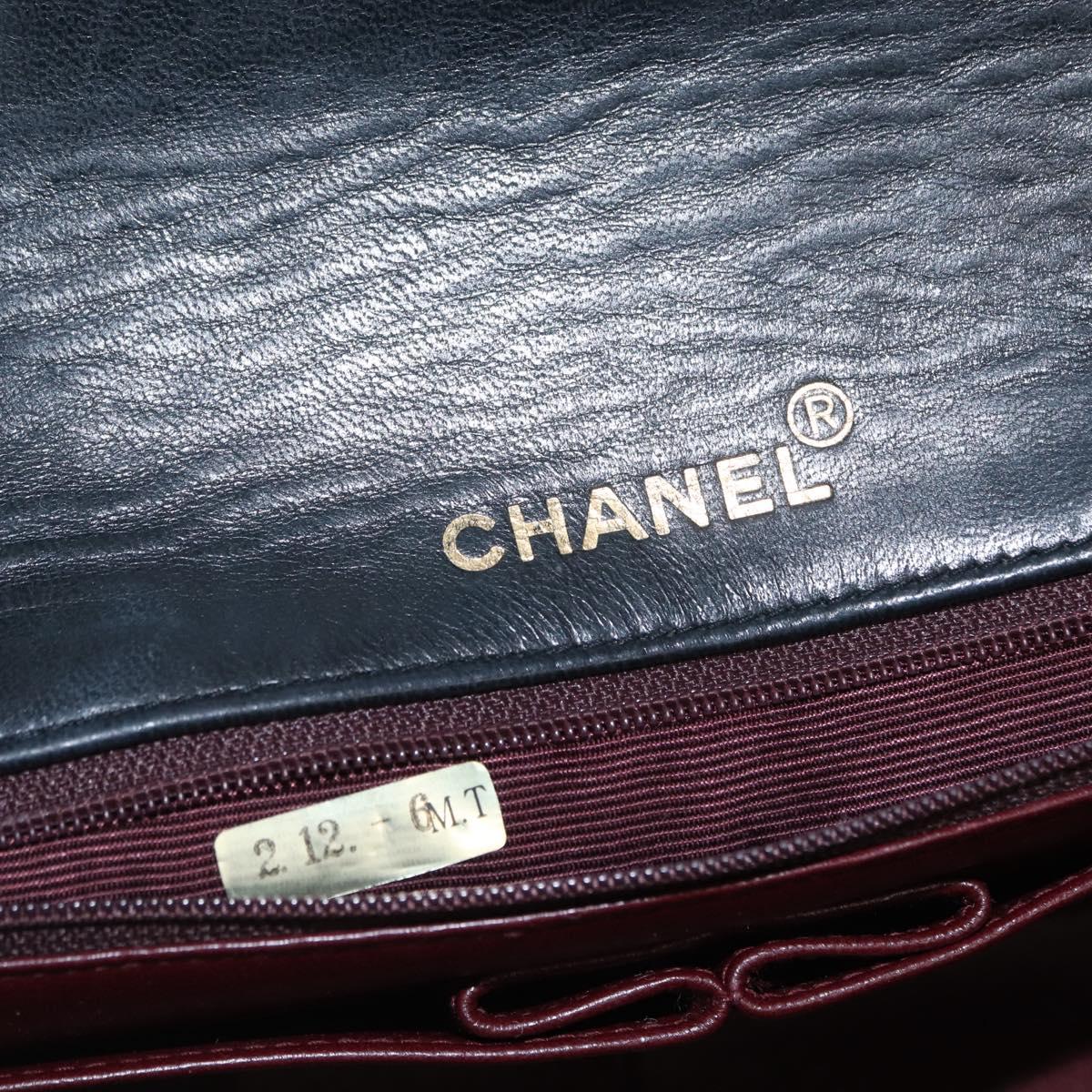 CHANEL Matelasse Chain Shoulder Bag Lamb Skin Black Gold CC Auth 158097SAV