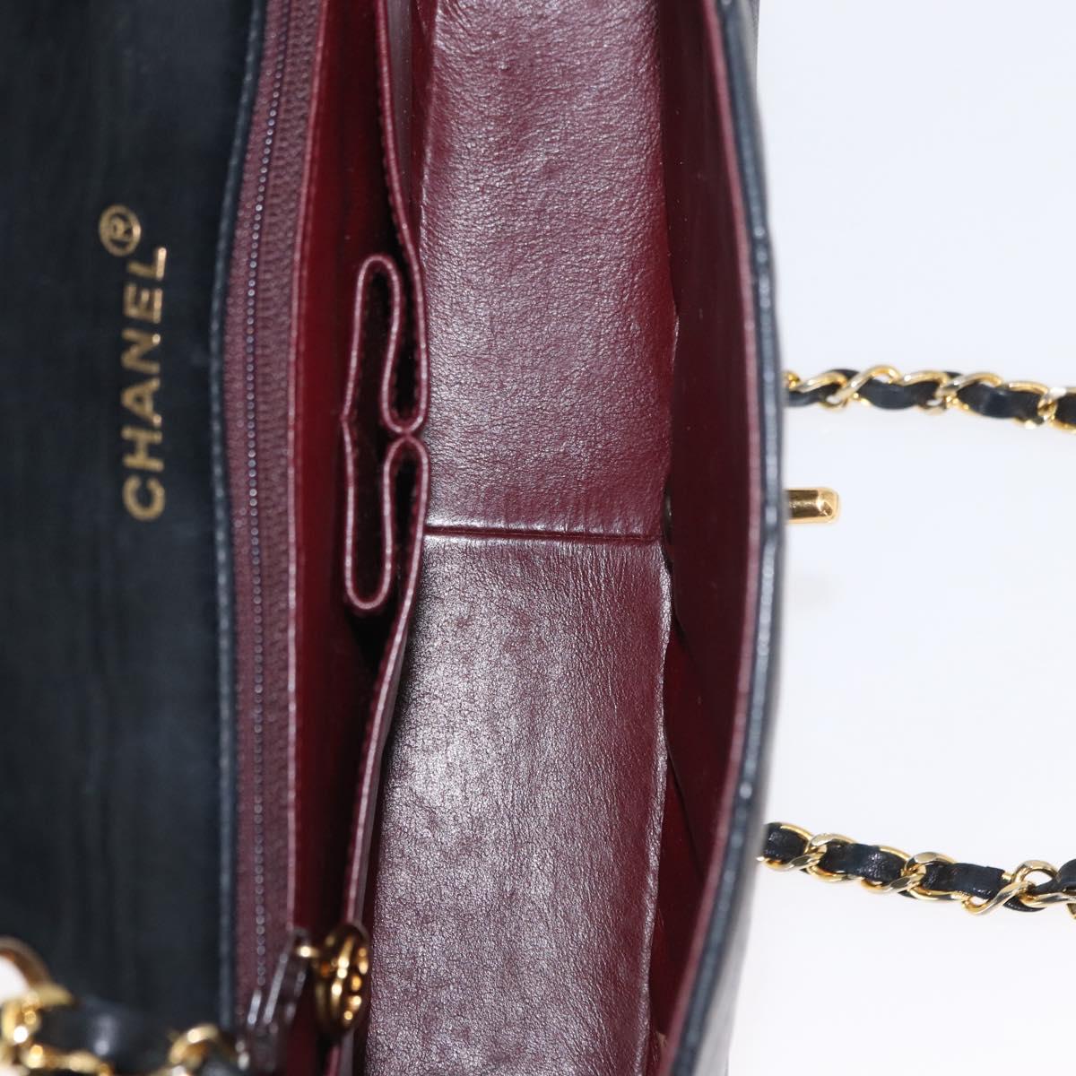 CHANEL Matelasse Chain Shoulder Bag Lamb Skin Black Gold CC Auth 158097SAV