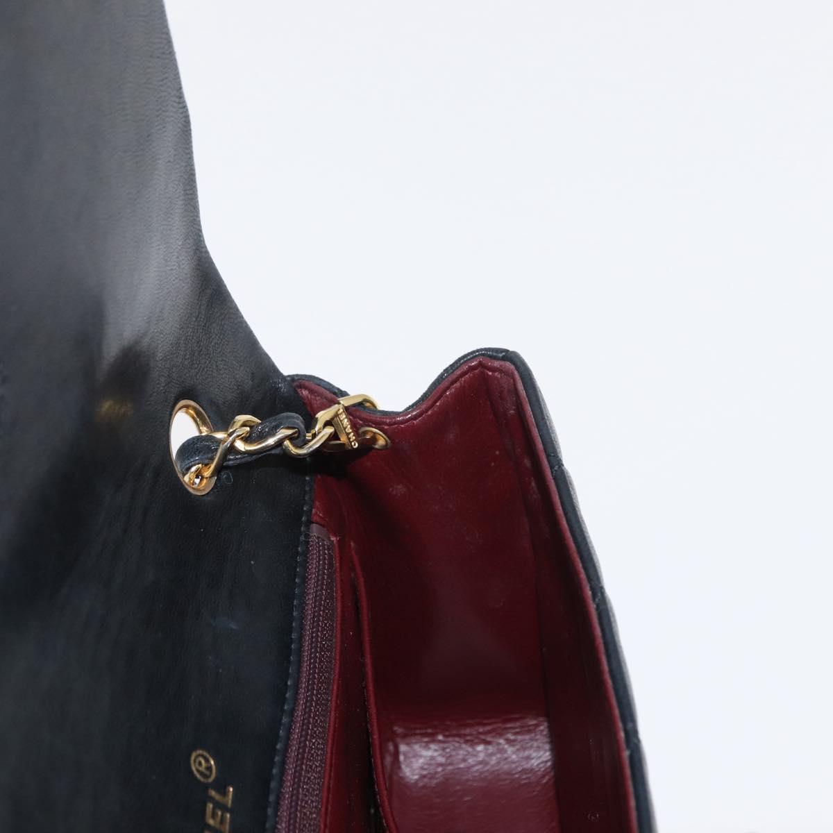 CHANEL Matelasse Chain Shoulder Bag Lamb Skin Black Gold CC Auth 158097SAV