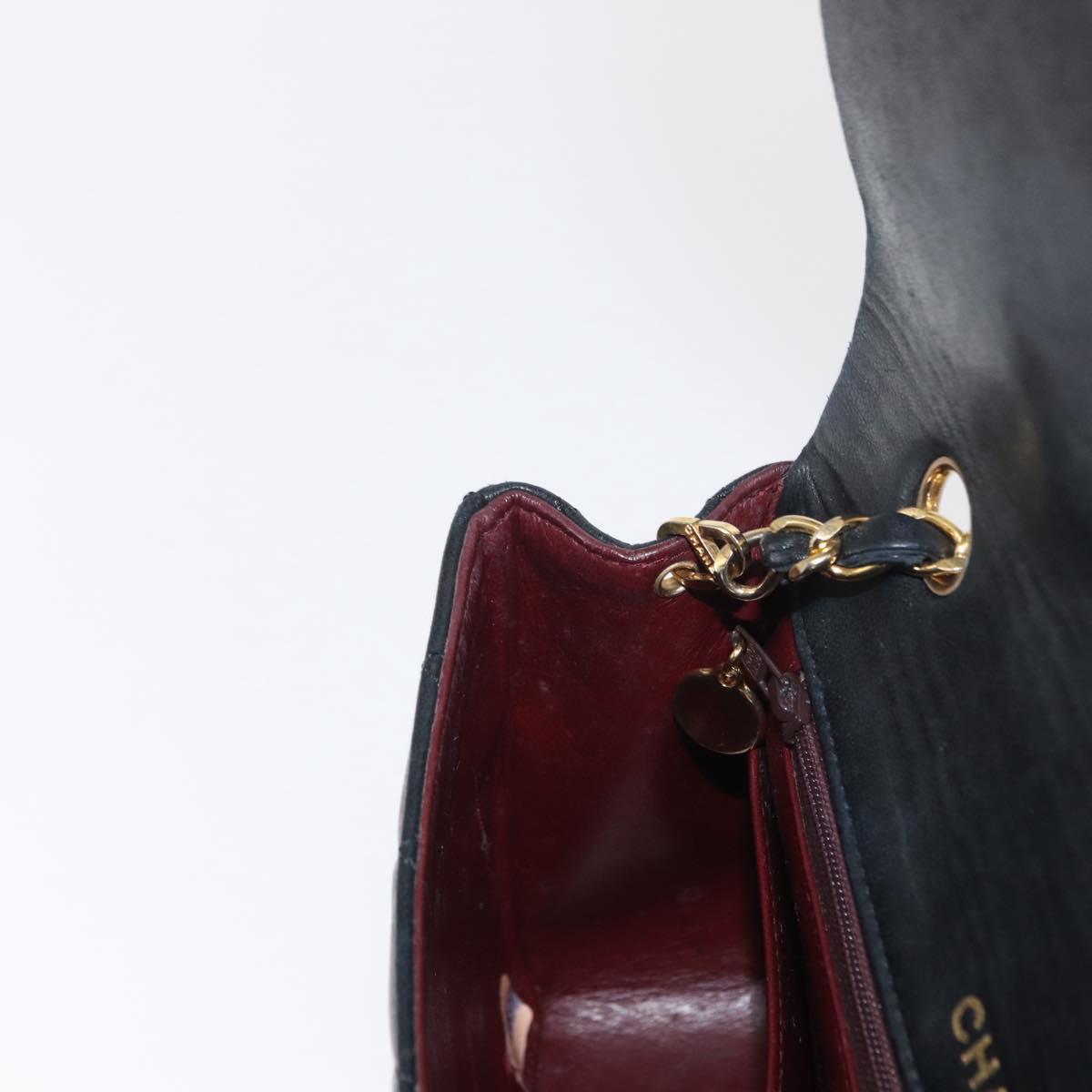 CHANEL Matelasse Chain Shoulder Bag Lamb Skin Black Gold CC Auth 158097SAV