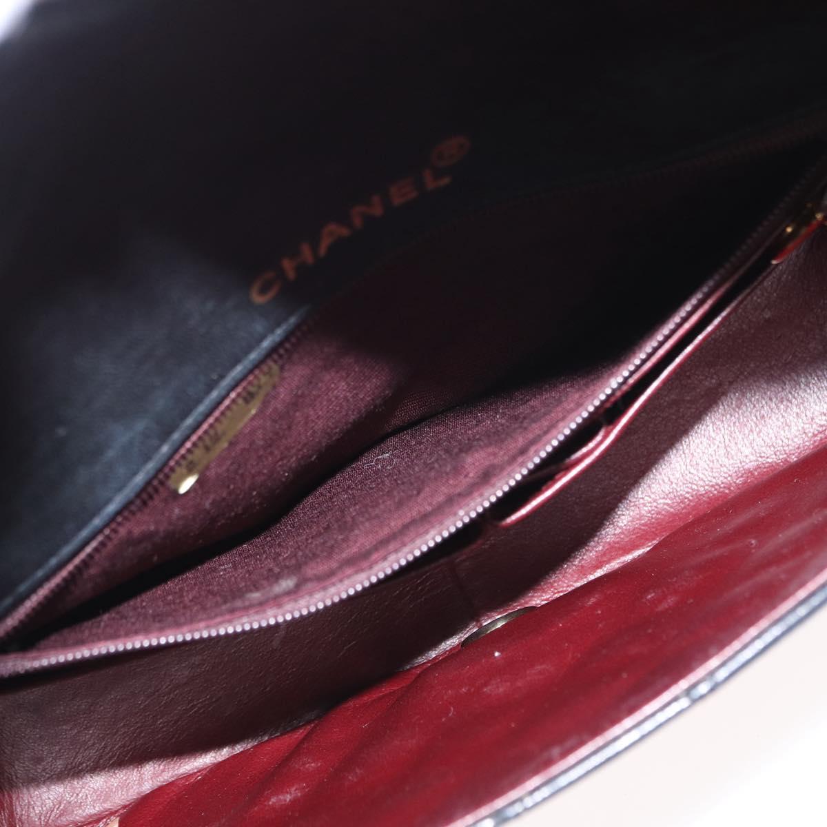 CHANEL Matelasse Chain Shoulder Bag Lamb Skin Black Gold CC Auth 158097SAV