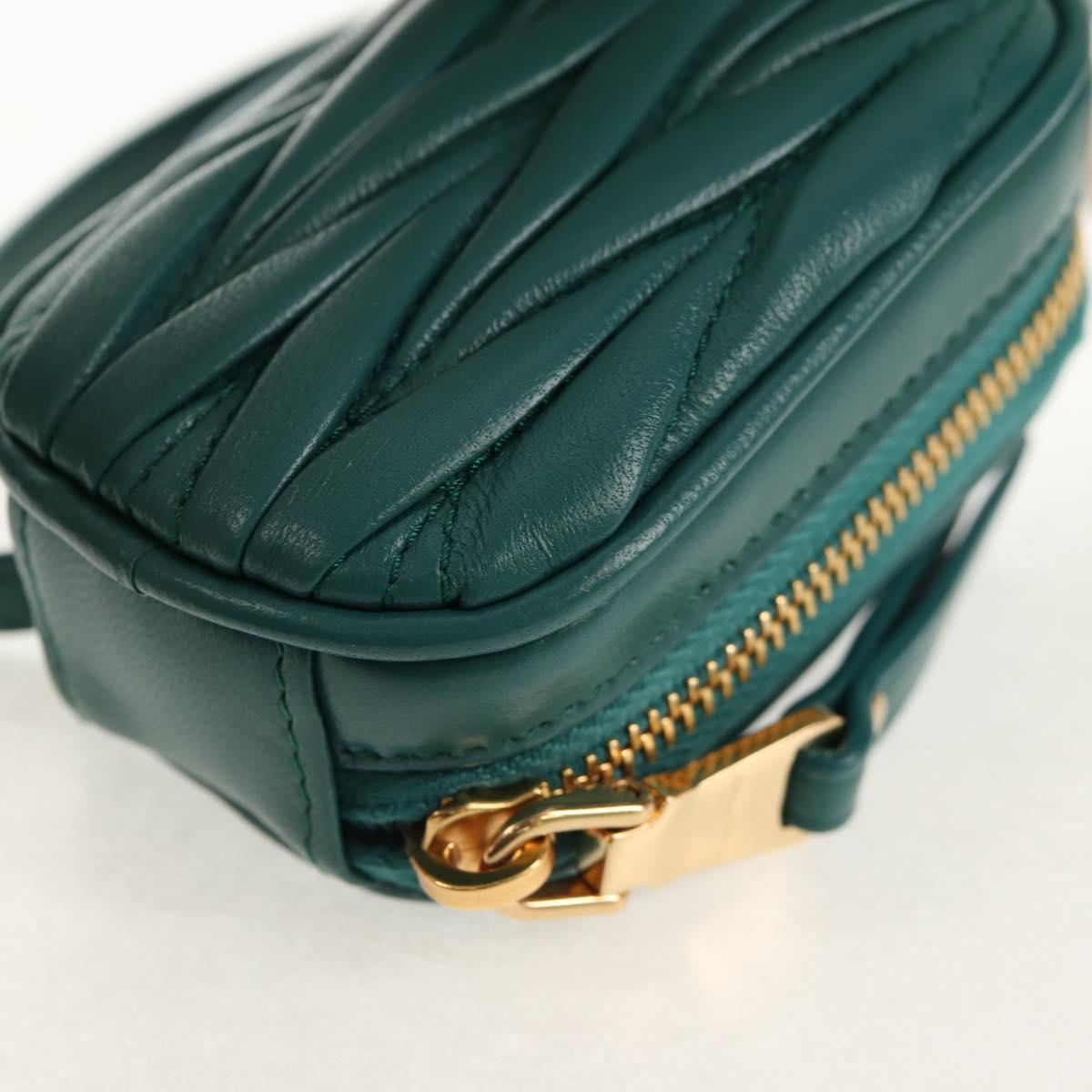 Miu Miu Matelasse Pouch Leather Green Gold Auth 158101SM