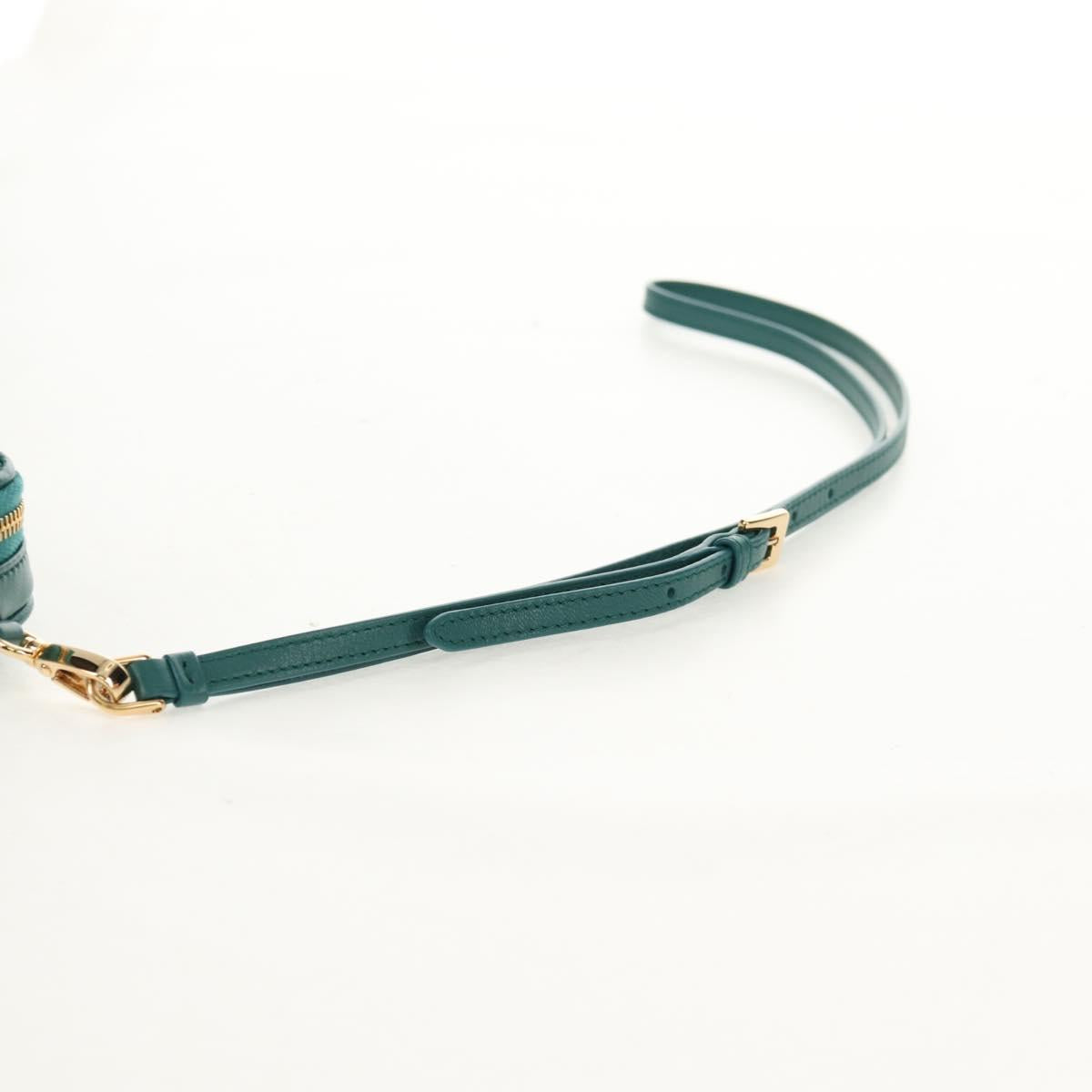 Miu Miu Matelasse Pouch Leather Green Gold Auth 158101SM