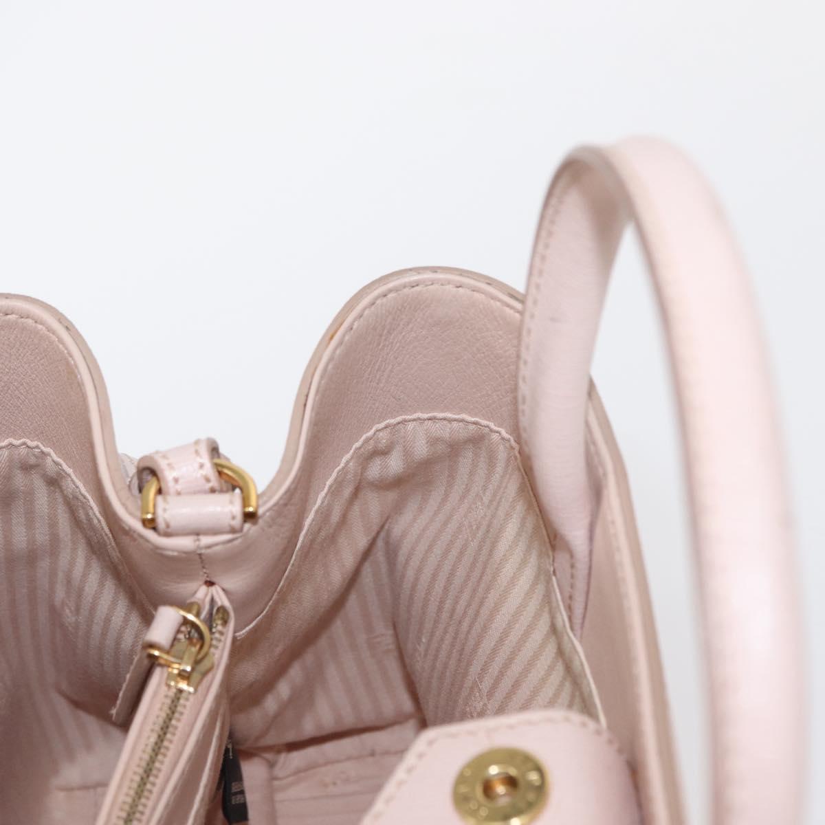 FENDI 2JOURS Hand Bag Leather 2way Beige Gold Auth 158111