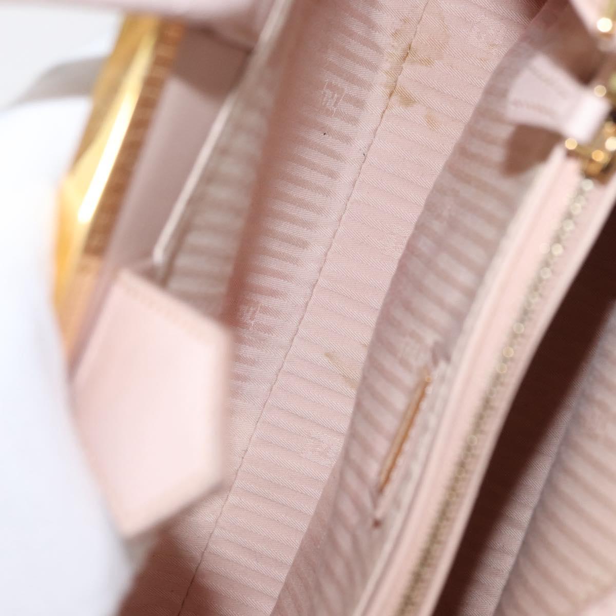 FENDI 2JOURS Hand Bag Leather 2way Beige Gold Auth 158111