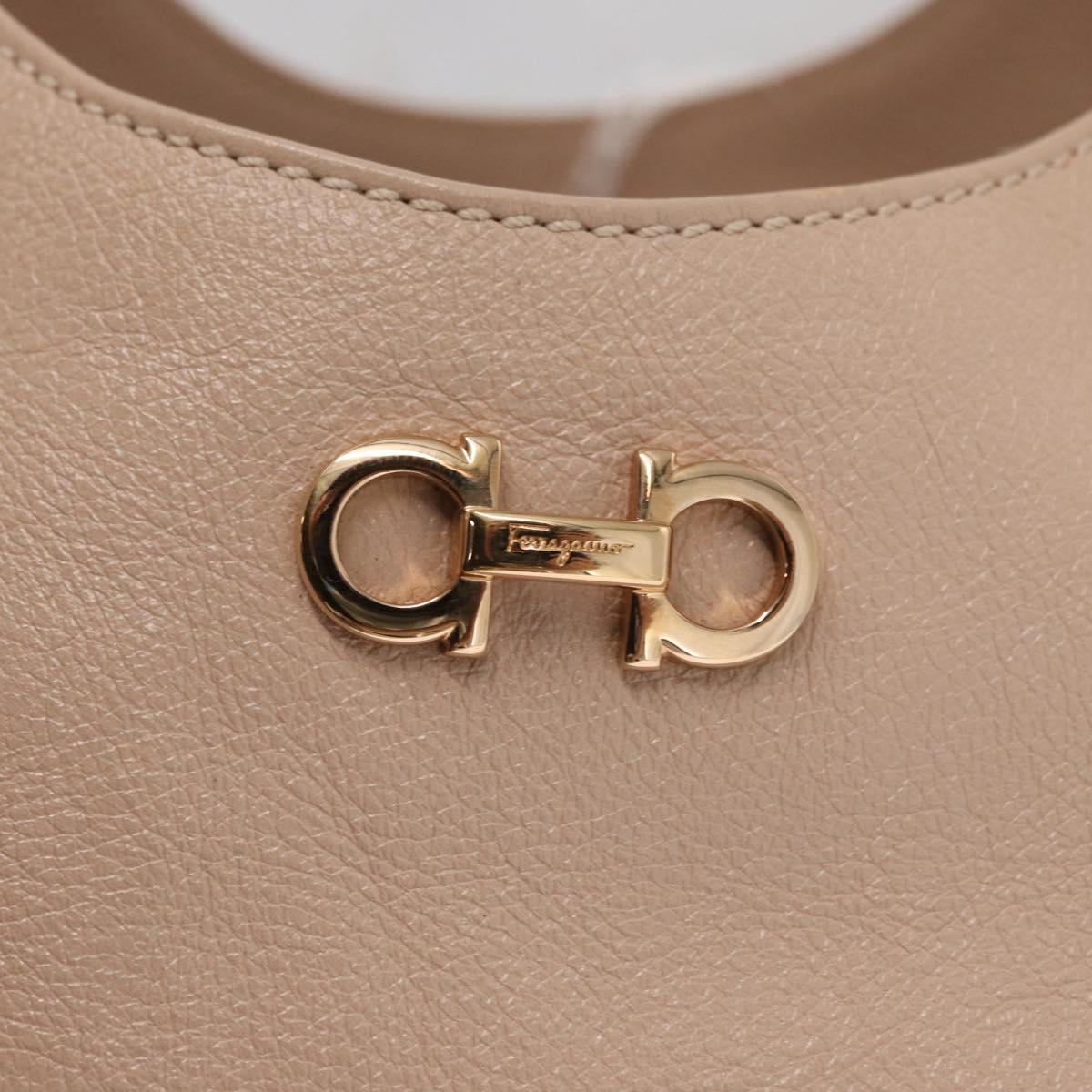 Salvatore Ferragamo Gancini Tote Bag Leather Pink Gold Auth 158121