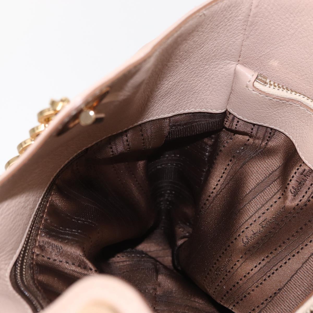 Salvatore Ferragamo Gancini Tote Bag Leather Pink Gold Auth 158121