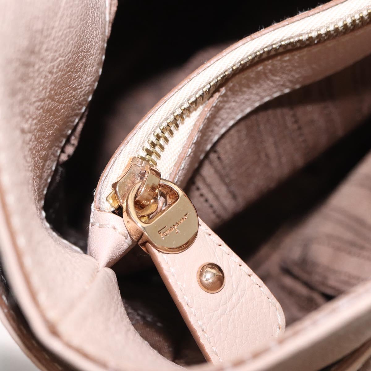 Salvatore Ferragamo Gancini Tote Bag Leather Pink Gold Auth 158121