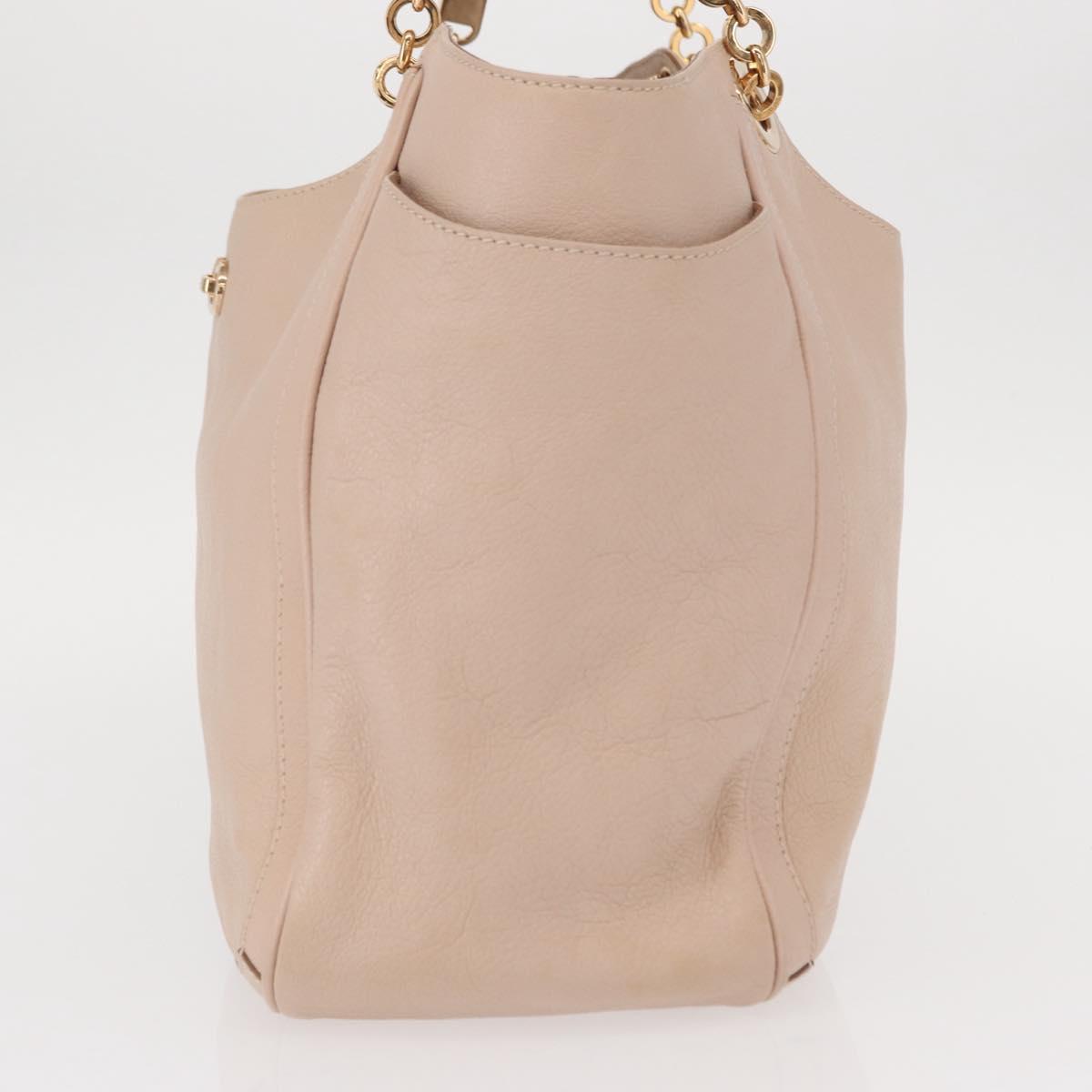 Salvatore Ferragamo Gancini Tote Bag Leather Pink Gold Auth 158121
