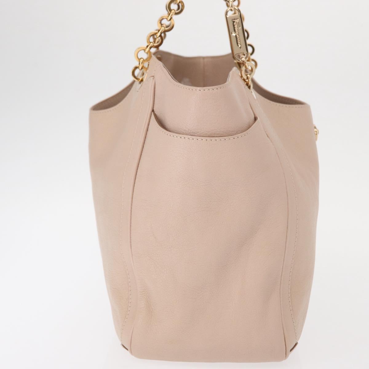 Salvatore Ferragamo Gancini Tote Bag Leather Pink Gold Auth 158121