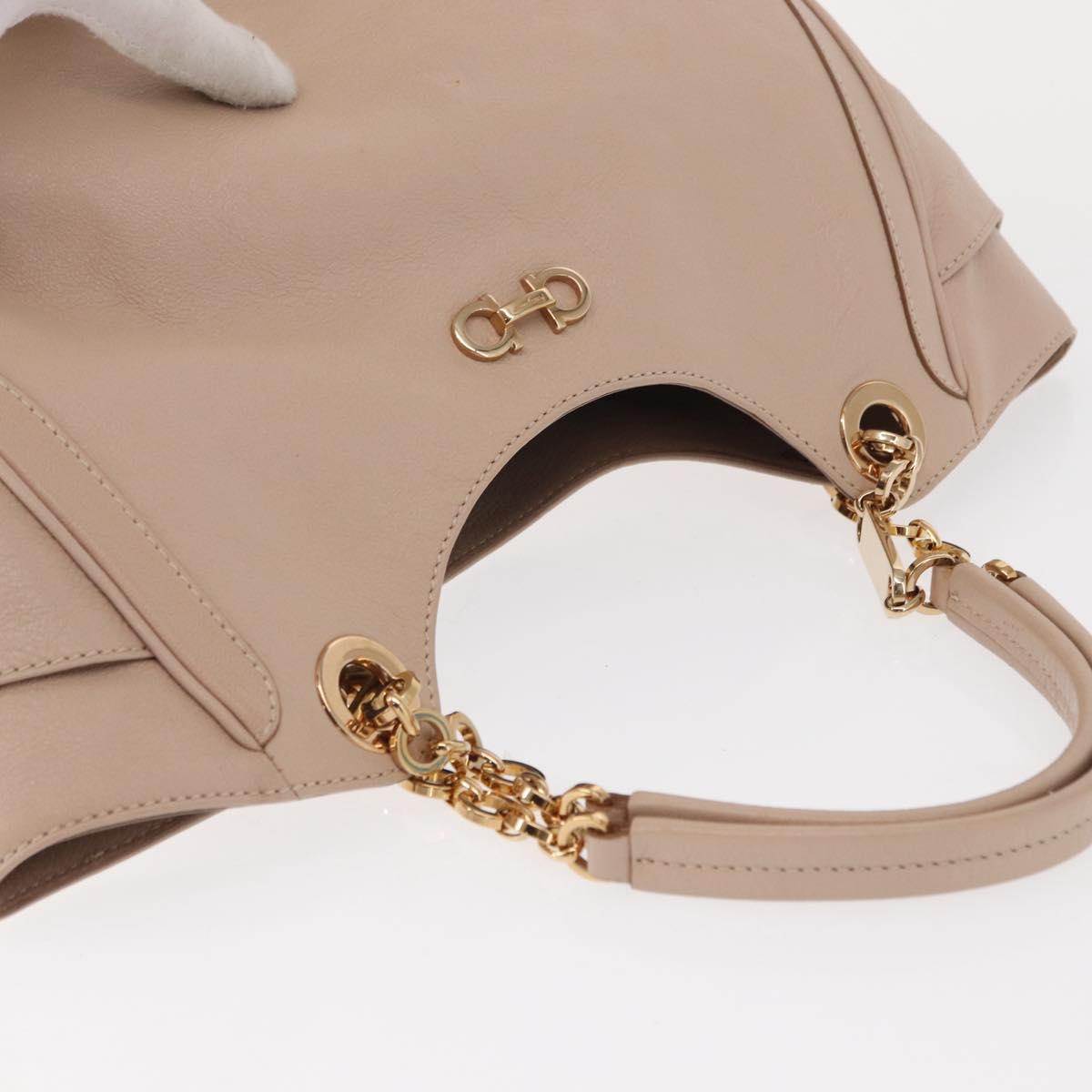 Salvatore Ferragamo Gancini Tote Bag Leather Pink Gold Auth 158121