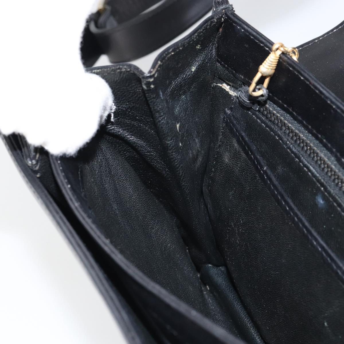 CELINE Horse Carriage Shoulder Bag Leather Black Gold Auth 158123