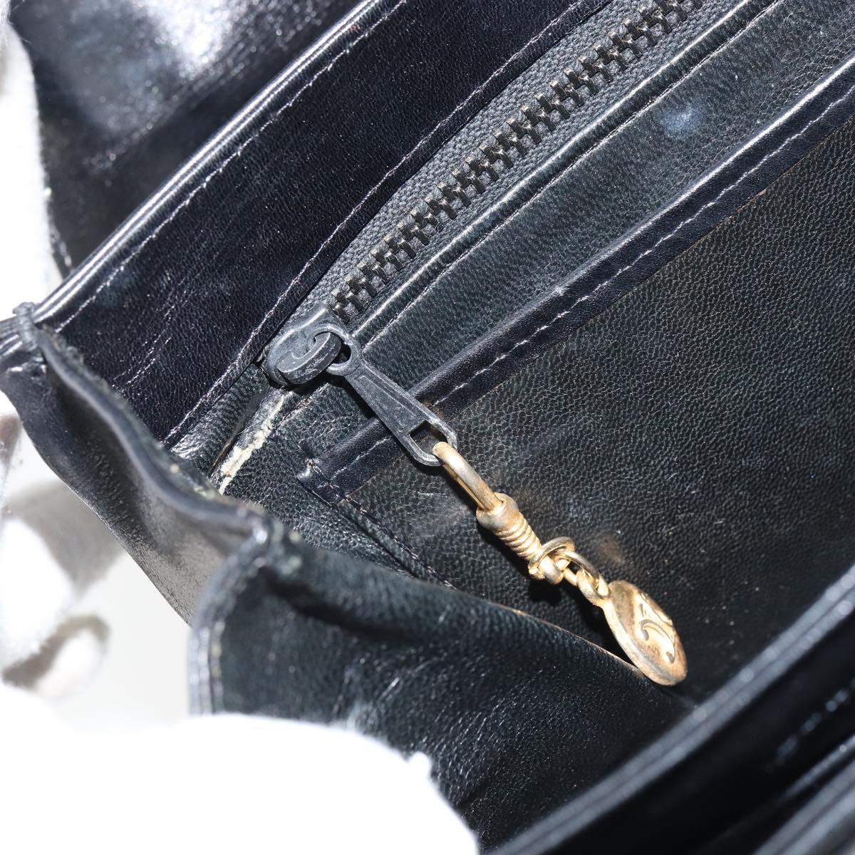 CELINE Horse Carriage Shoulder Bag Leather Black Gold Auth 158123