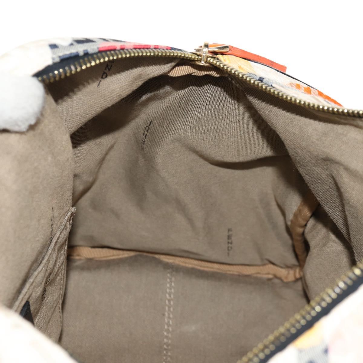 FENDI Zucchino Canvas Boston Bag Multicolor Gold Auth 158130SAV
