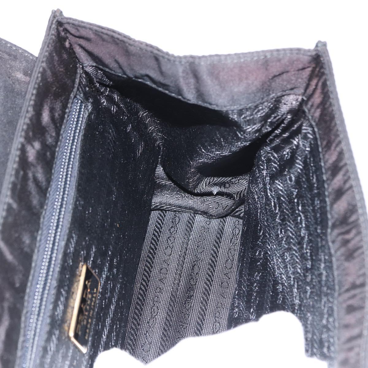 PRADA Hand Bag Nylon Black gold Auth 158131