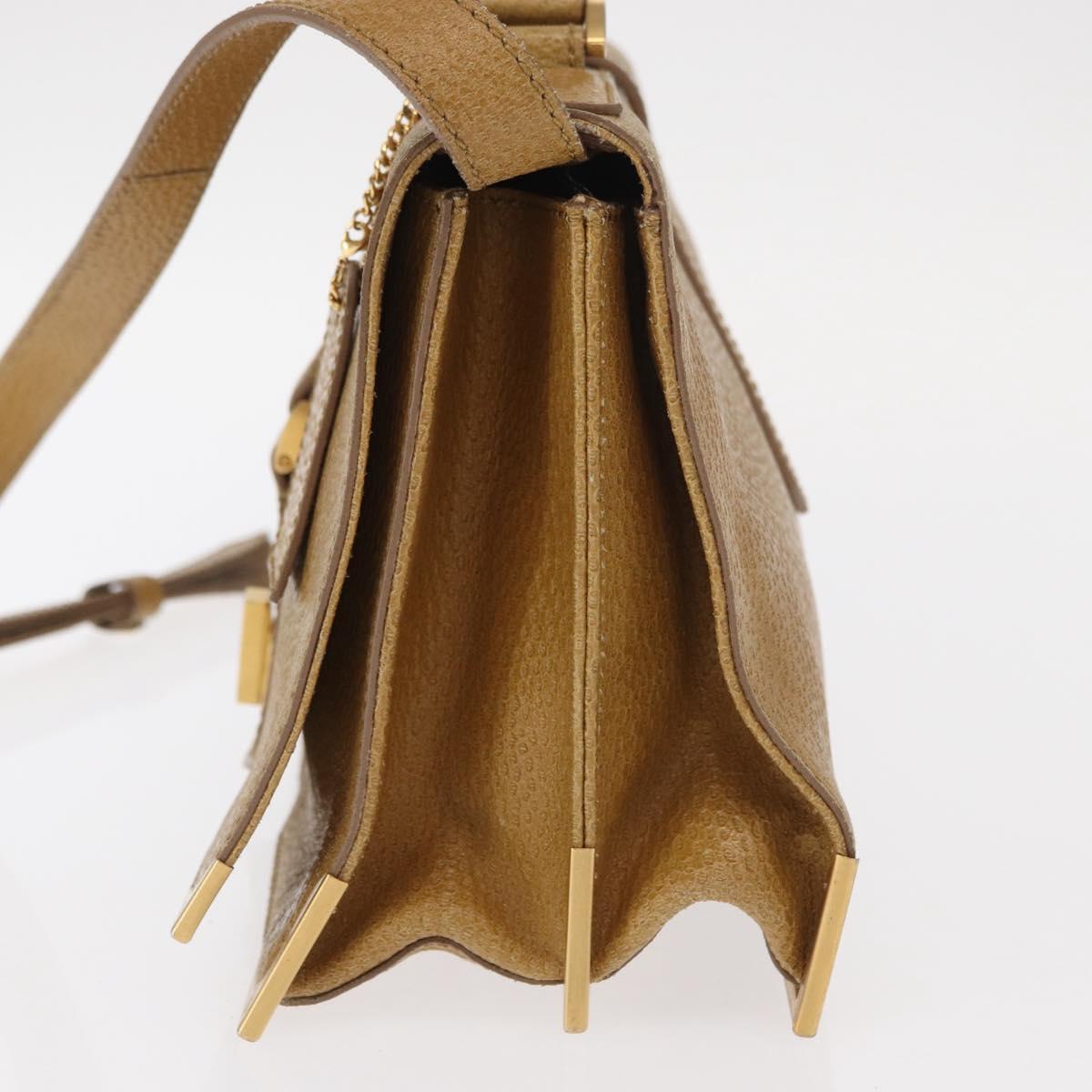 FENDI Hand Bag Leather 2way Brown Gold Auth 158141