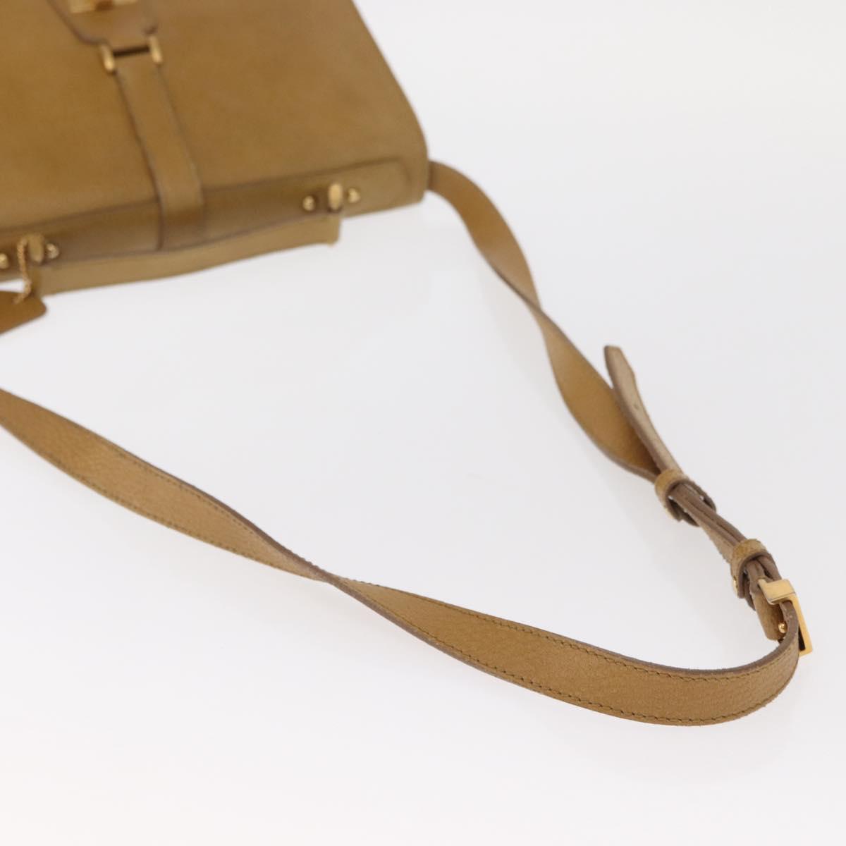 FENDI Hand Bag Leather 2way Brown Gold Auth 158141
