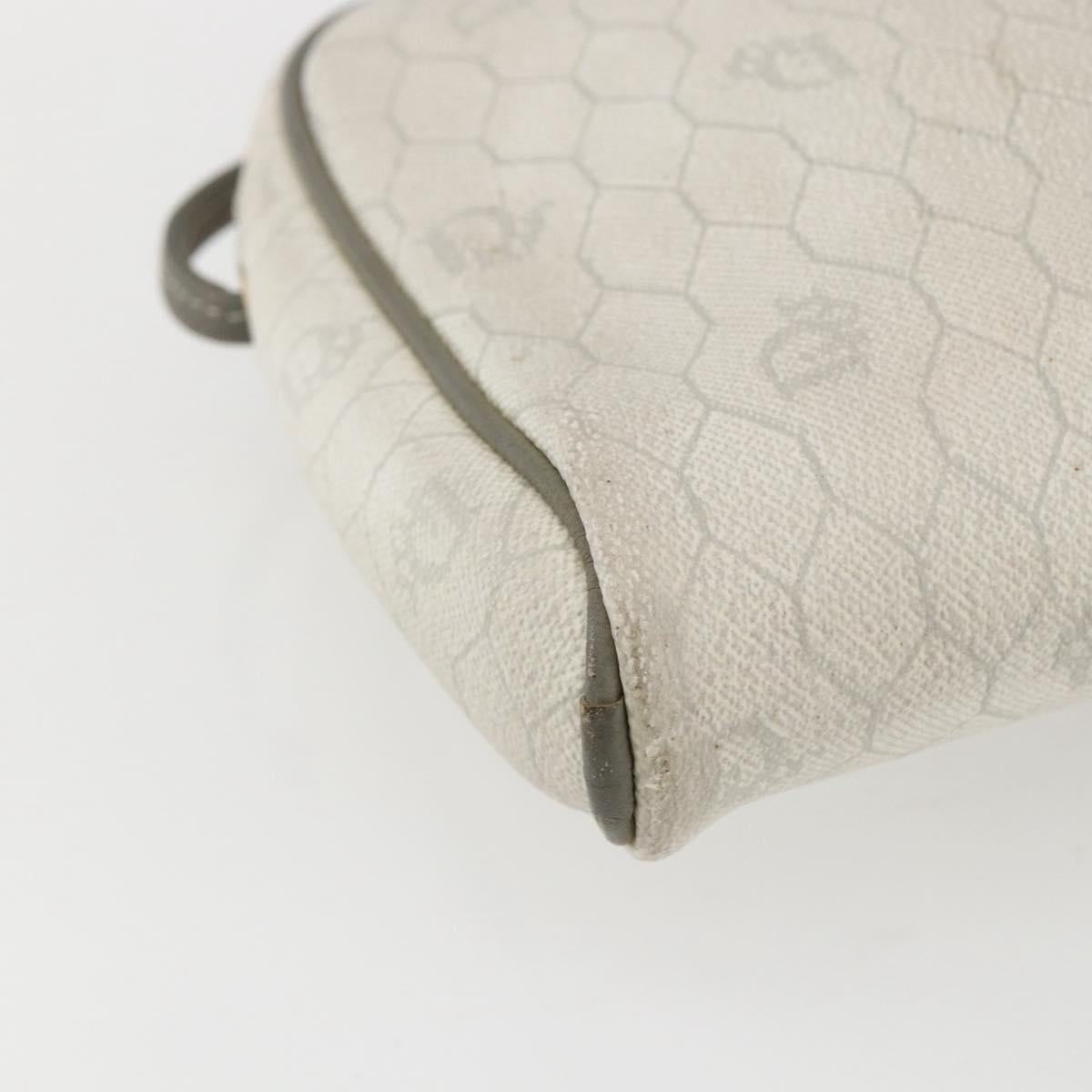 Christian Dior Honeycomb Canvas Shoulder Bag PVC Gold White Auth 158146